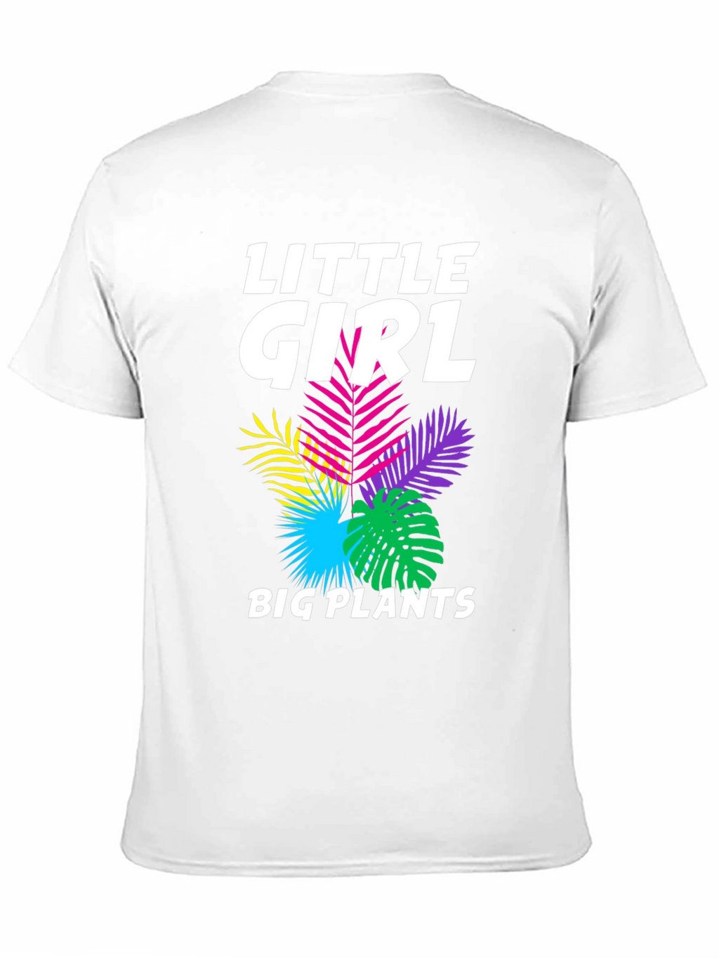 Little Girl Big Plants Black Graphic Tee Shirt