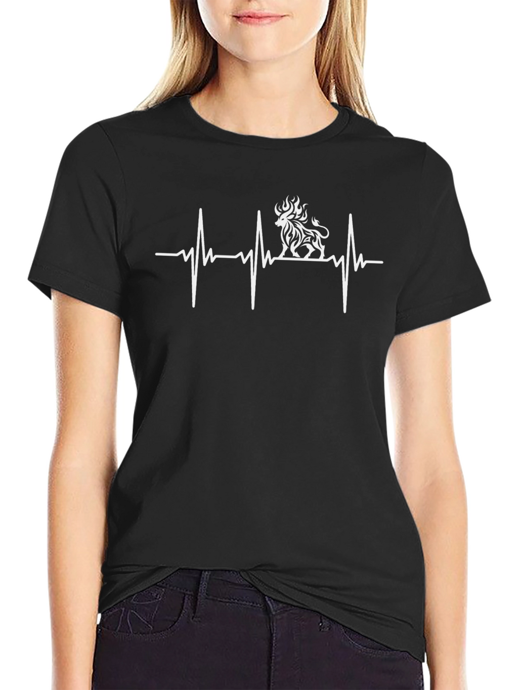 Lion Heartbeat Graphic Tee - Black