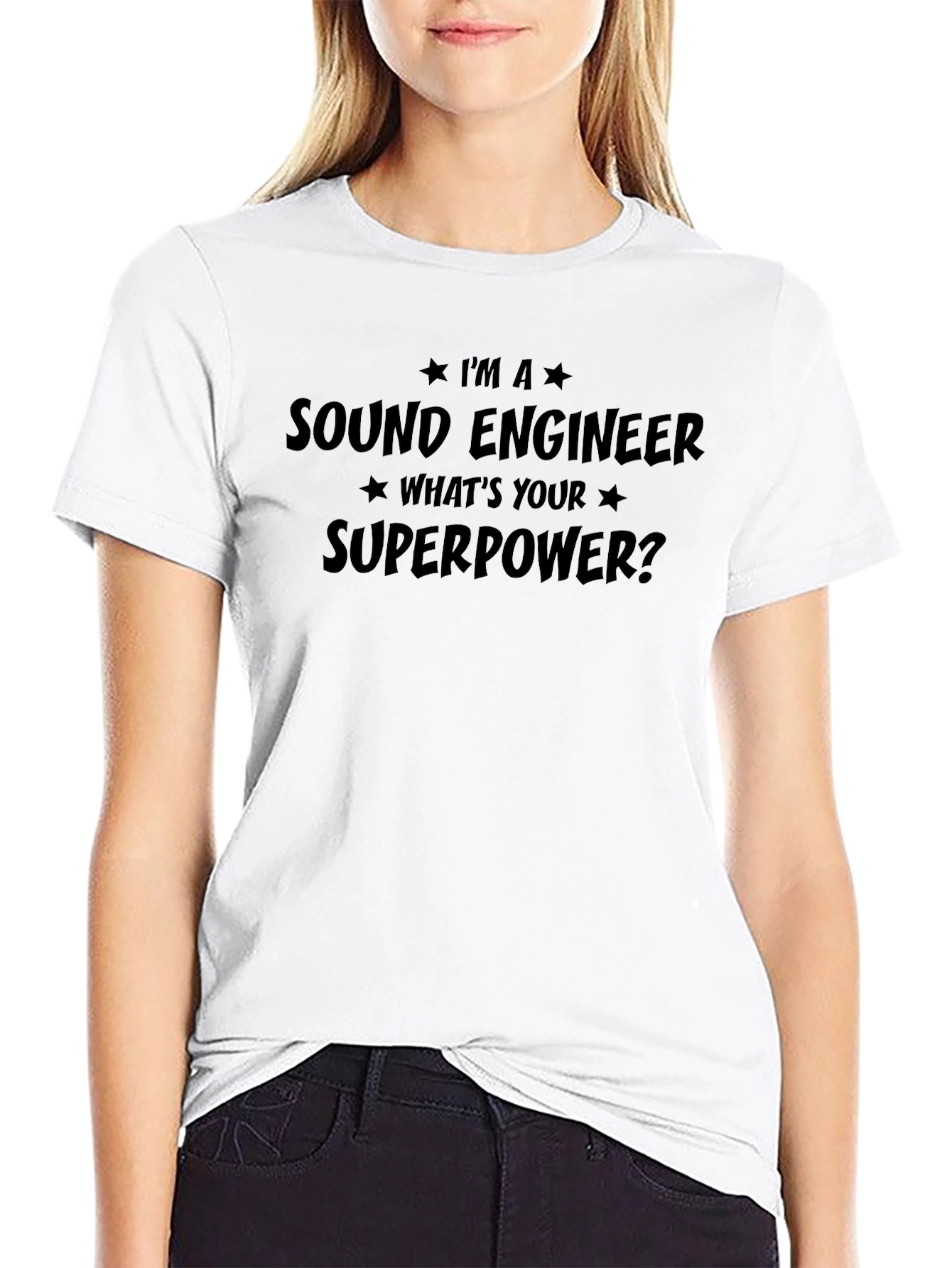 Sound Engineer Superpower Tee - Black Graphic T-Shirt