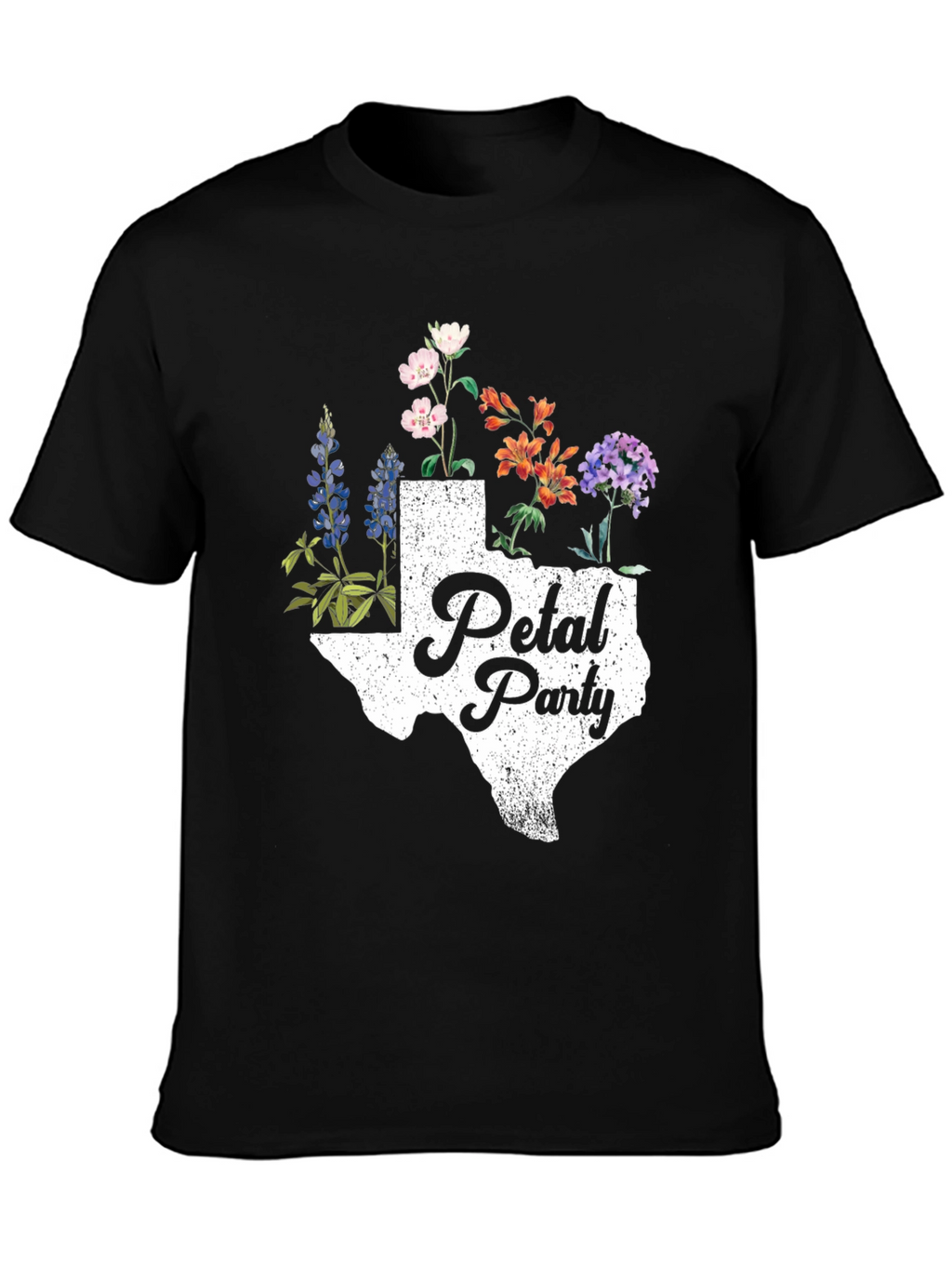 Texas Petal Party Graphic Tee - Black Cotton Shirt