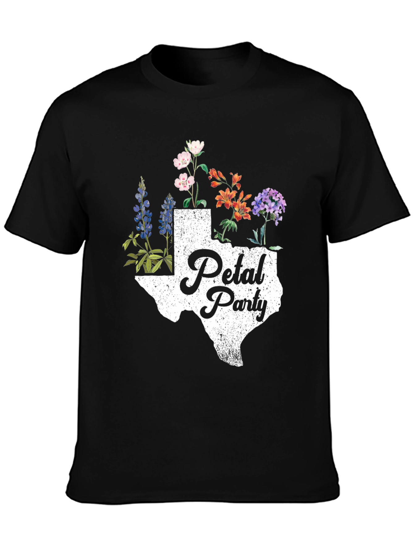 Texas Petal Party Graphic Tee - Black Cotton Shirt