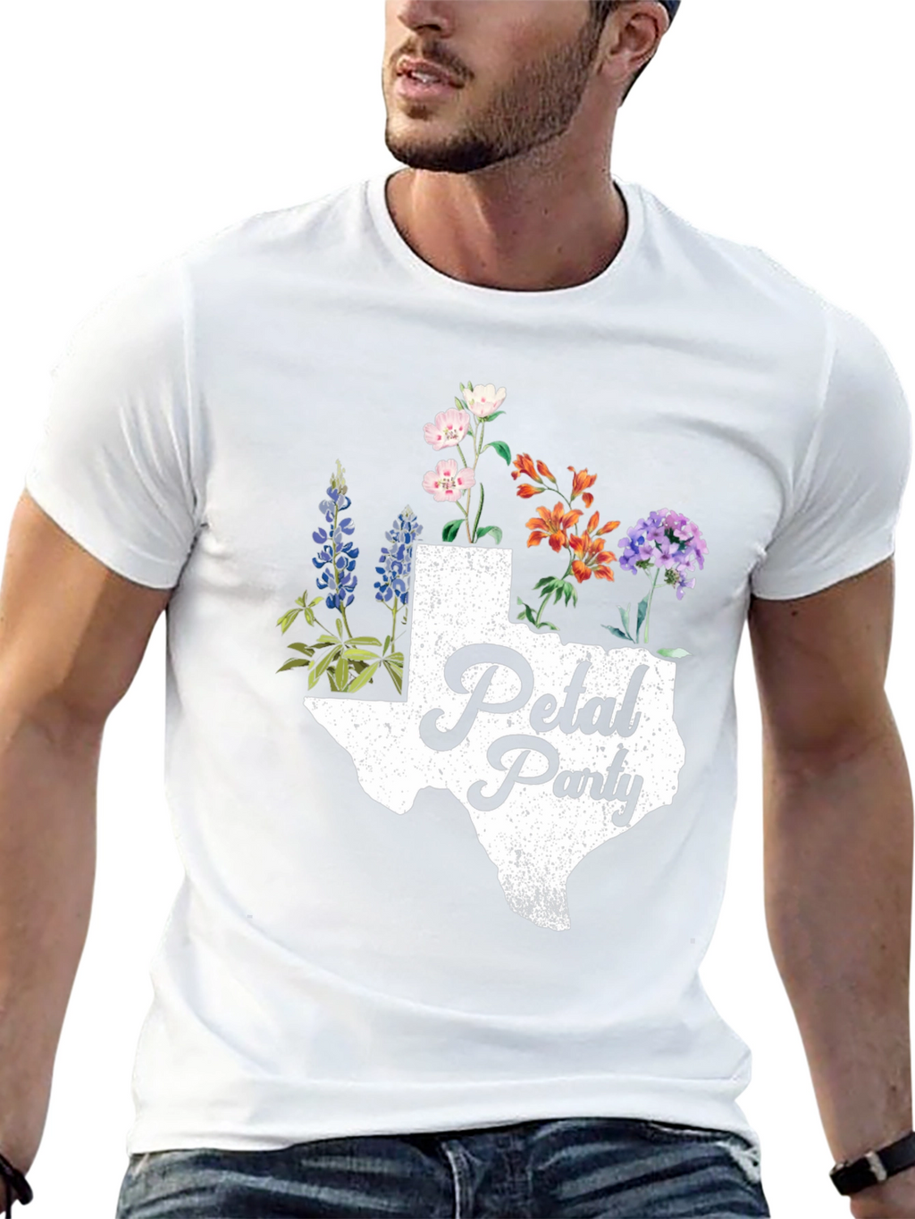 Texas Petal Party Graphic Tee - Black Cotton Shirt