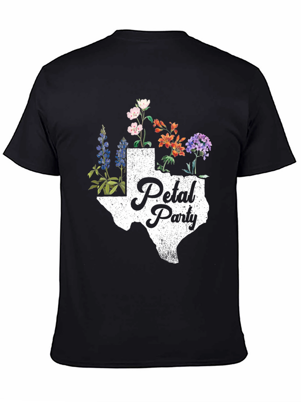 Texas Petal Party Graphic Tee - Black Cotton Shirt