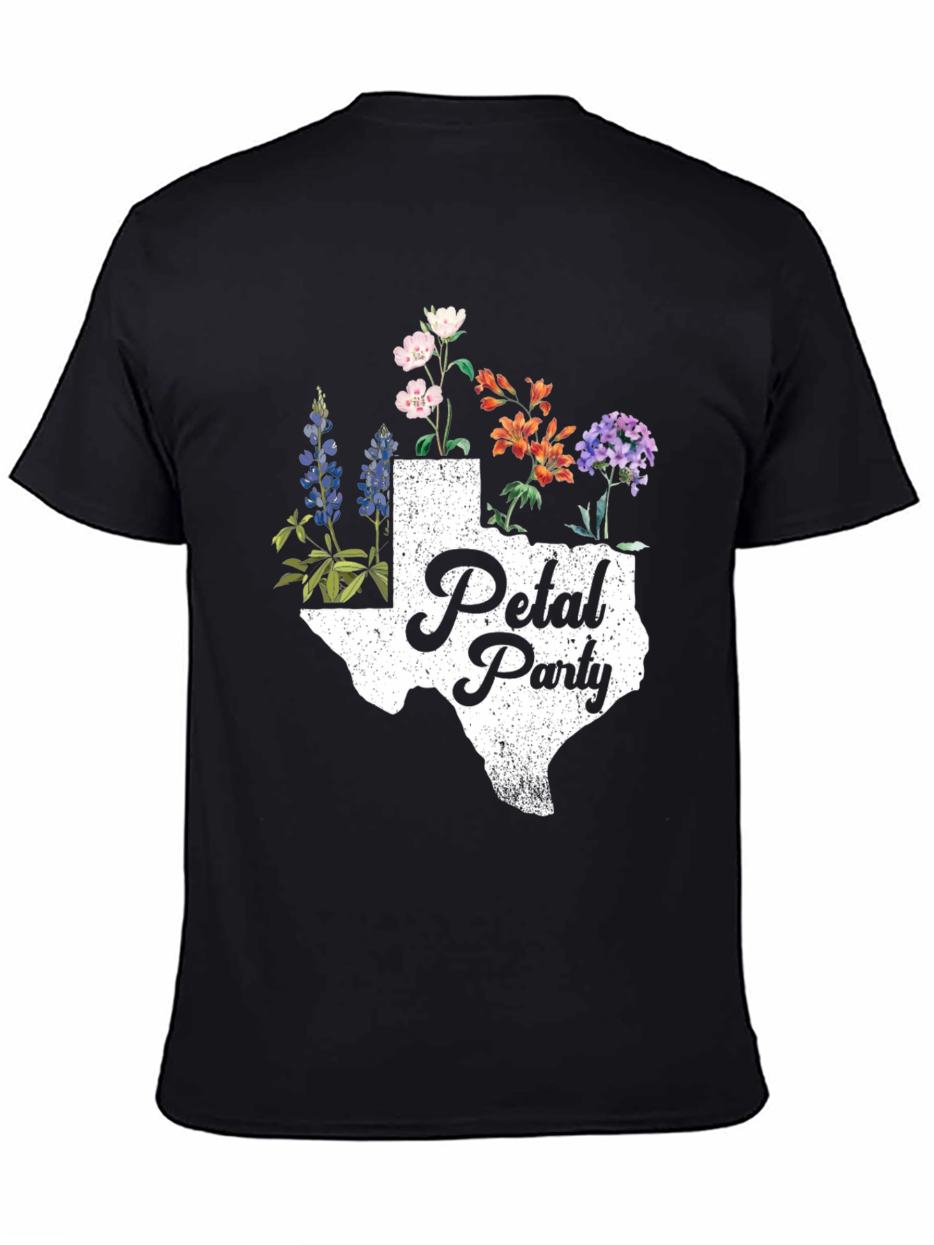 Texas Petal Party Graphic Tee - Black Cotton Shirt