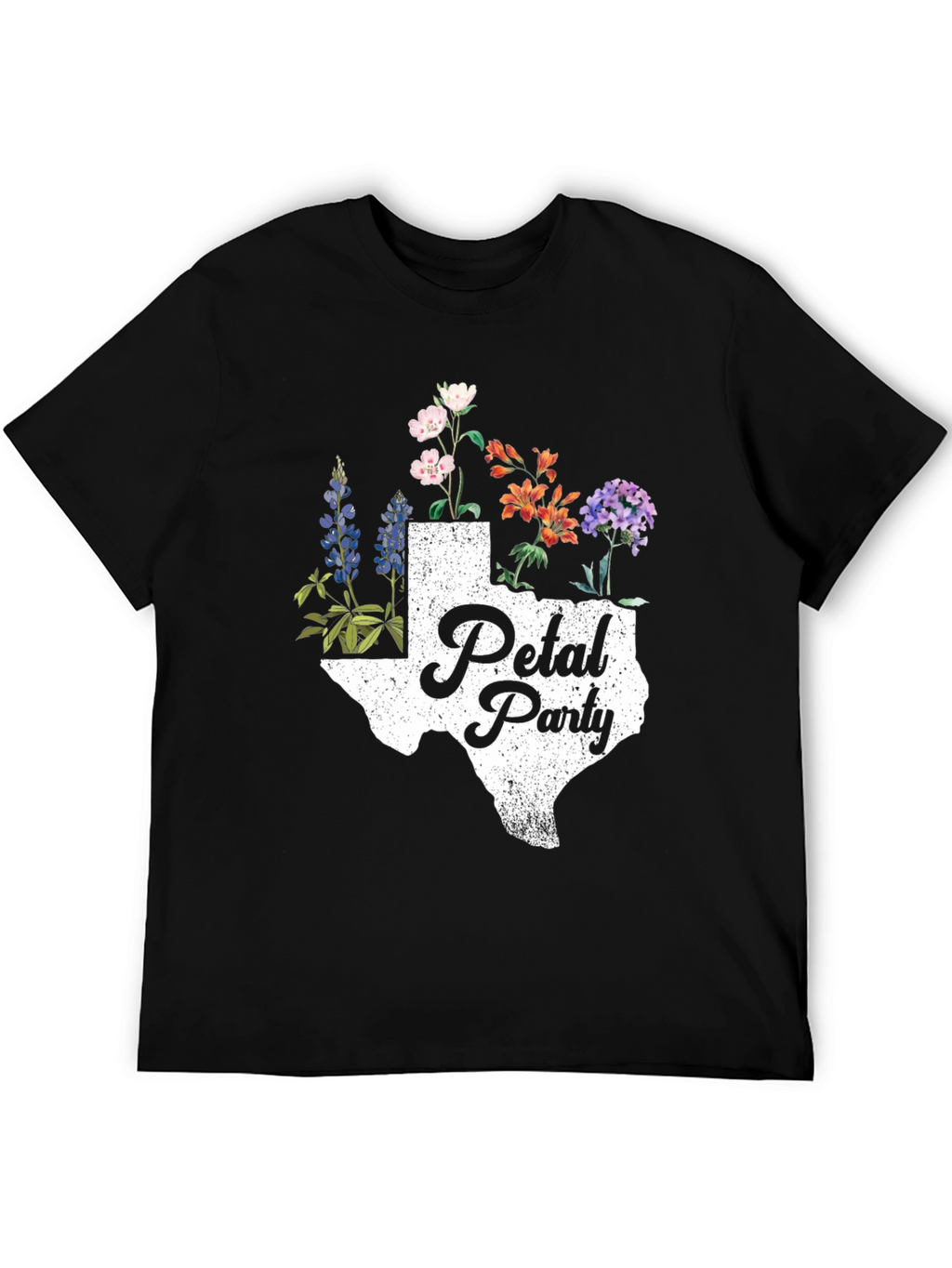 Texas Petal Party Graphic Tee - Black Cotton Shirt