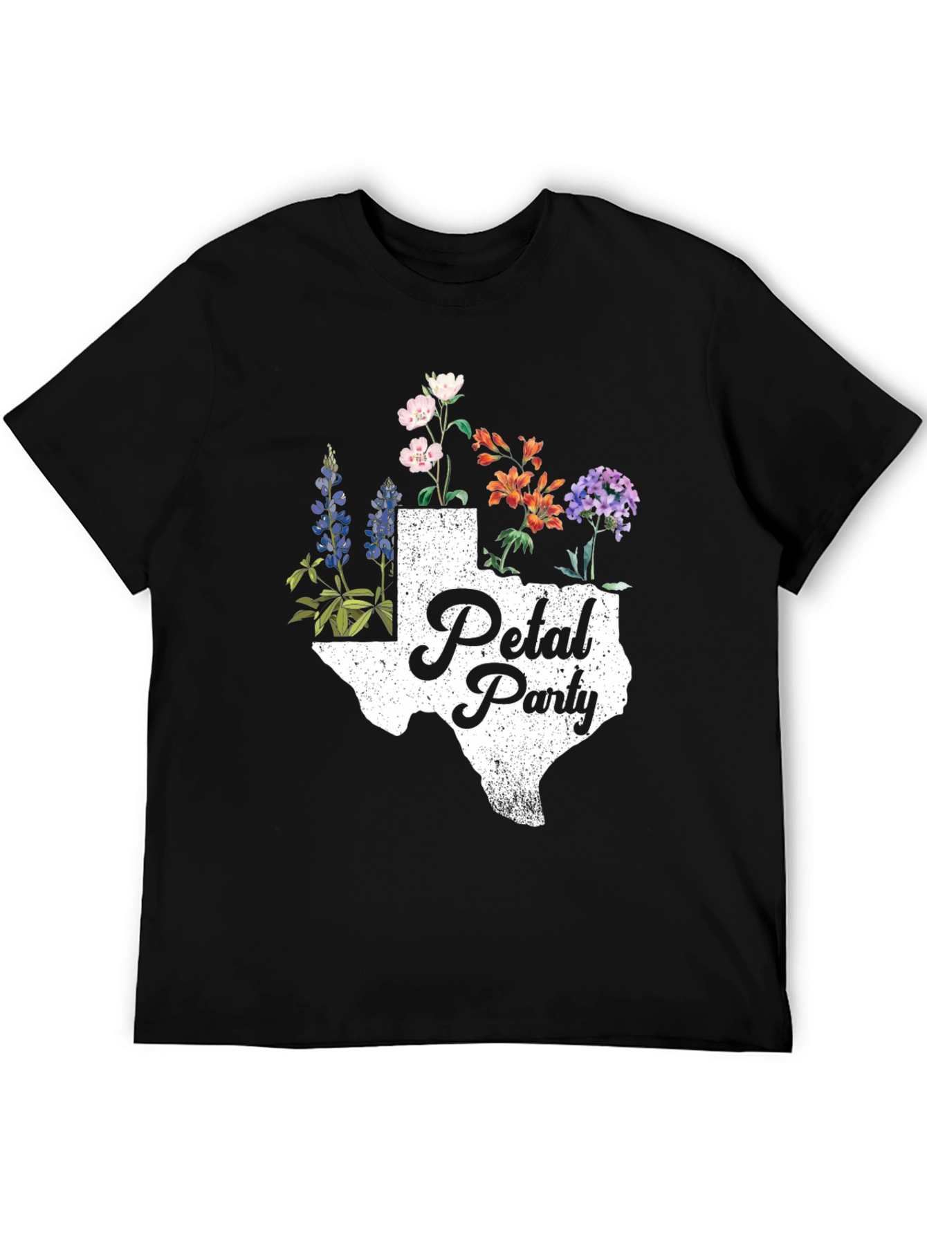 Texas Petal Party Graphic Tee - Black Cotton Shirt