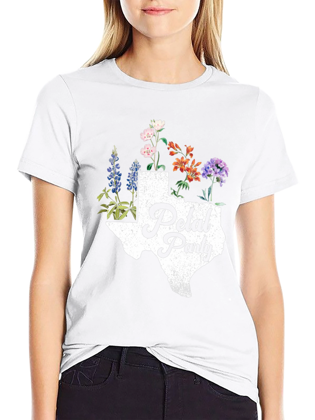 Texas Petal Party Graphic Tee - Black Cotton Shirt