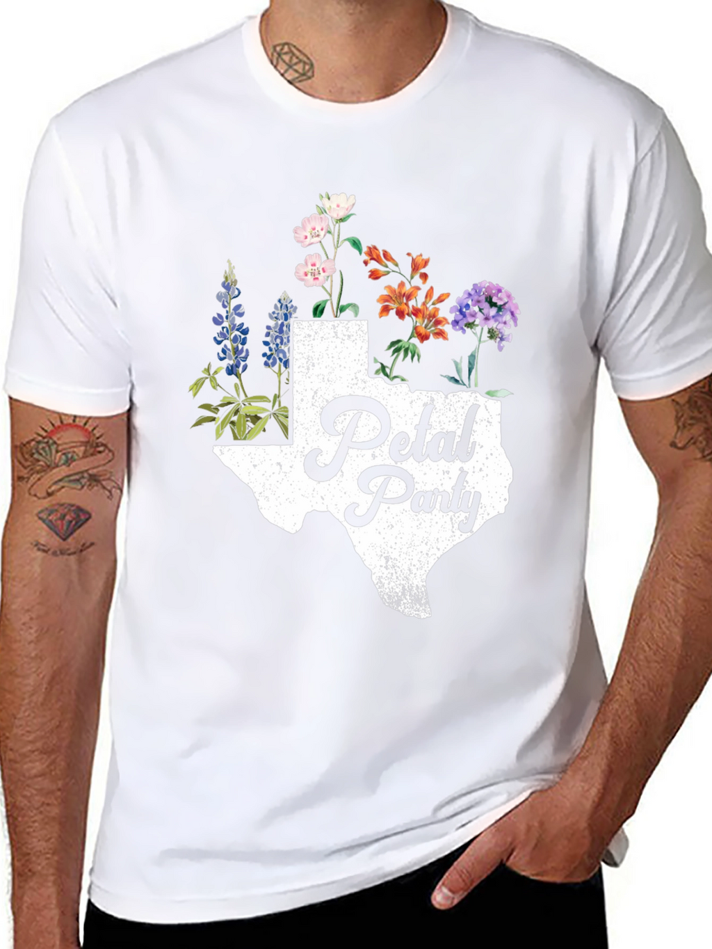 Texas Petal Party Graphic Tee - Black Cotton Shirt