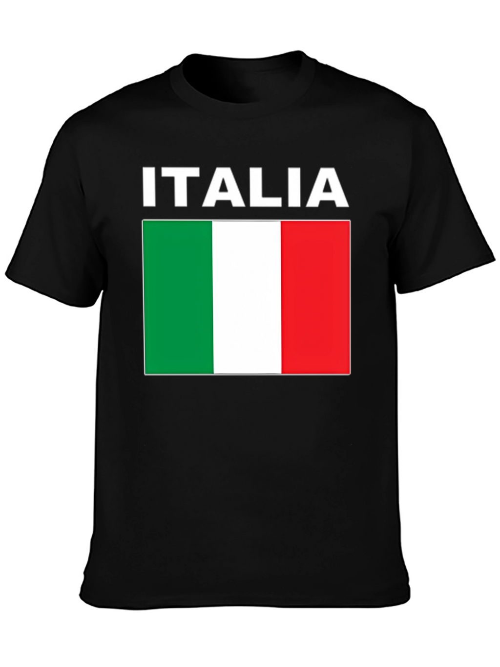 Italia Flag T-Shirt - Black Crew Neck Tee