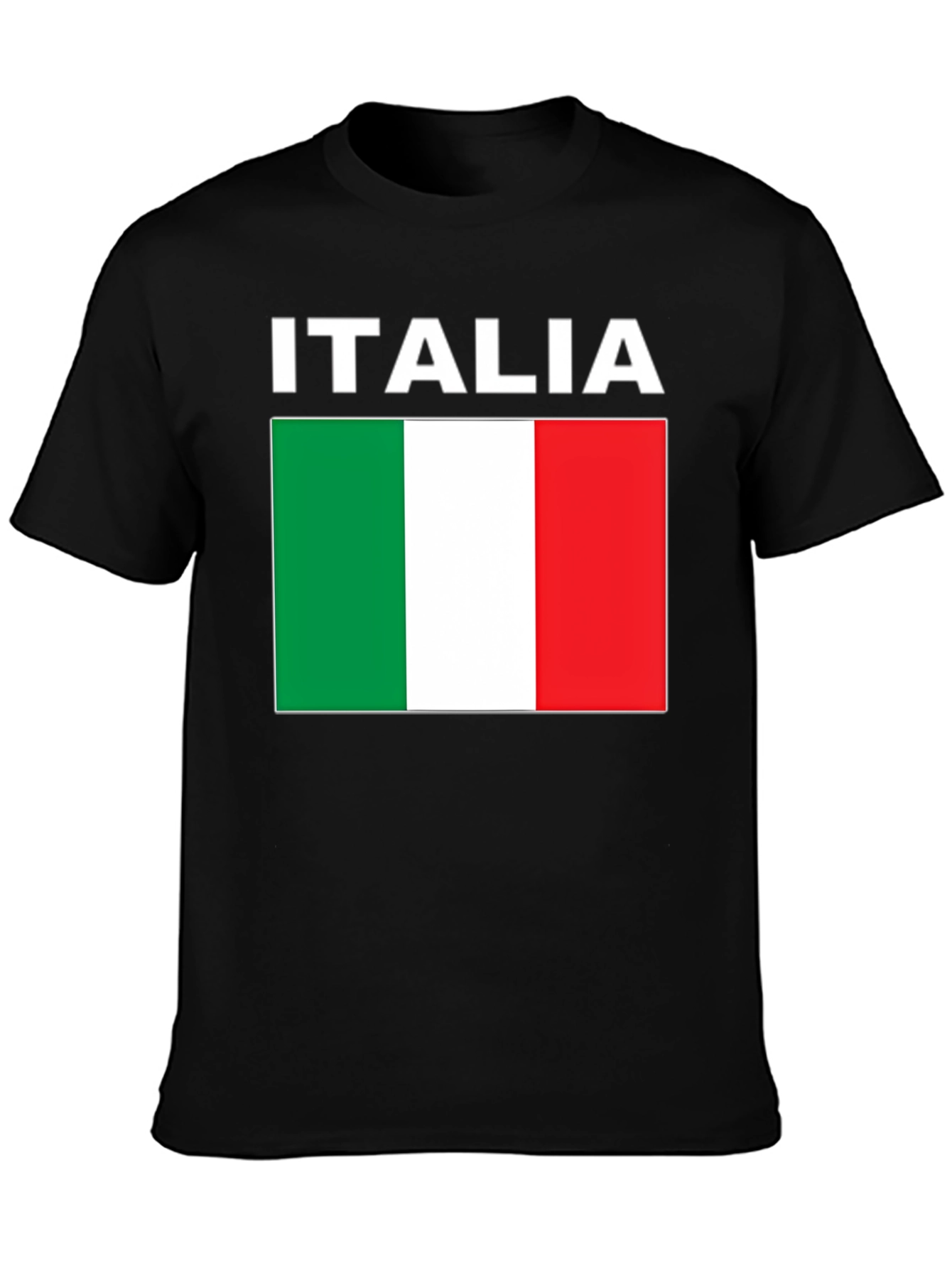 Italia Flag T-Shirt - Black Crew Neck Tee