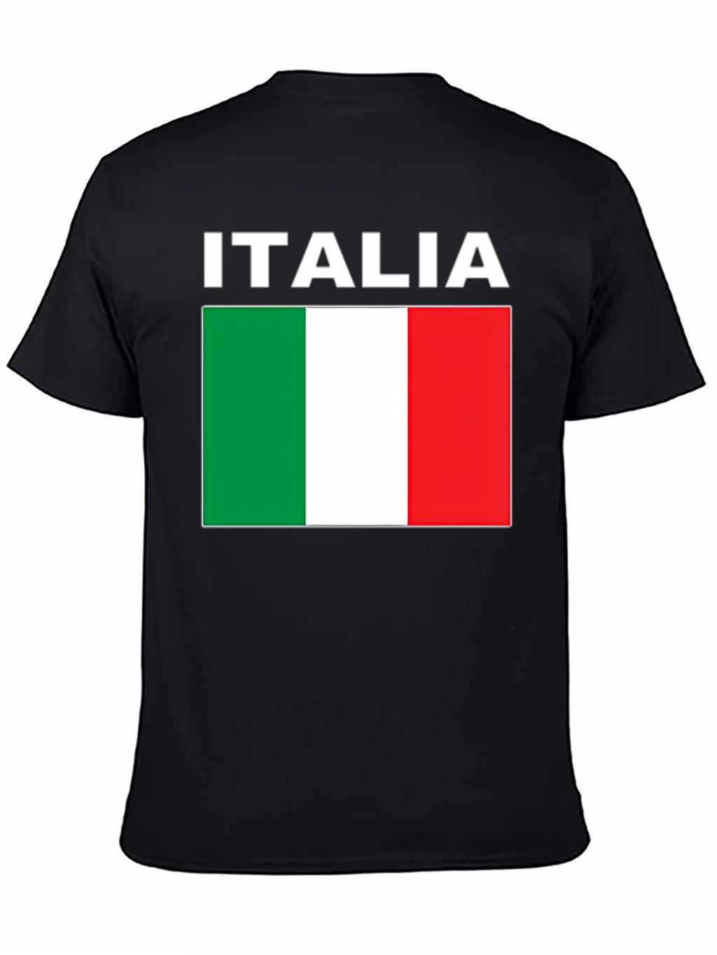 Italia Flag T-Shirt - Black Crew Neck Tee