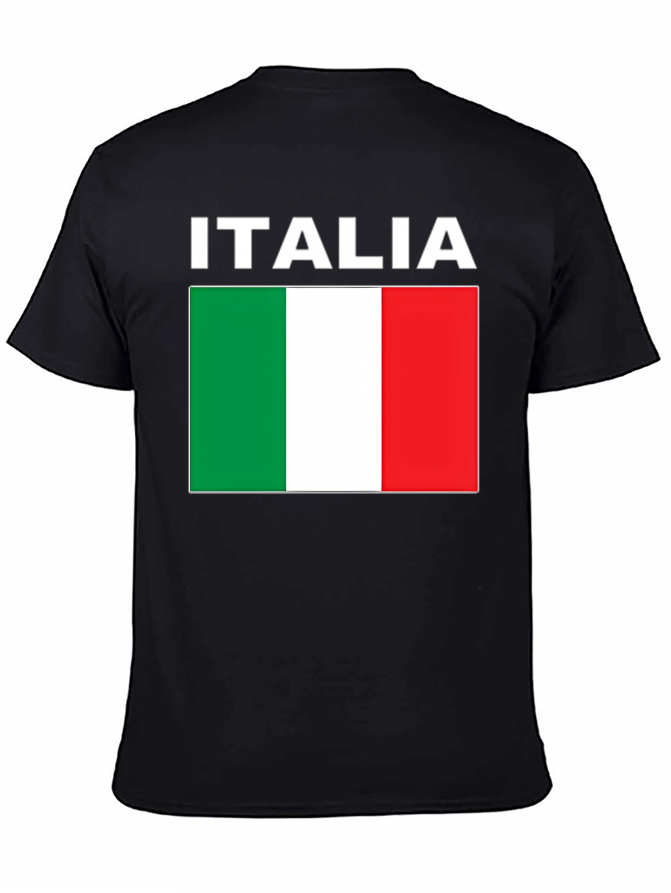 Italia Flag T-Shirt - Black Crew Neck Tee