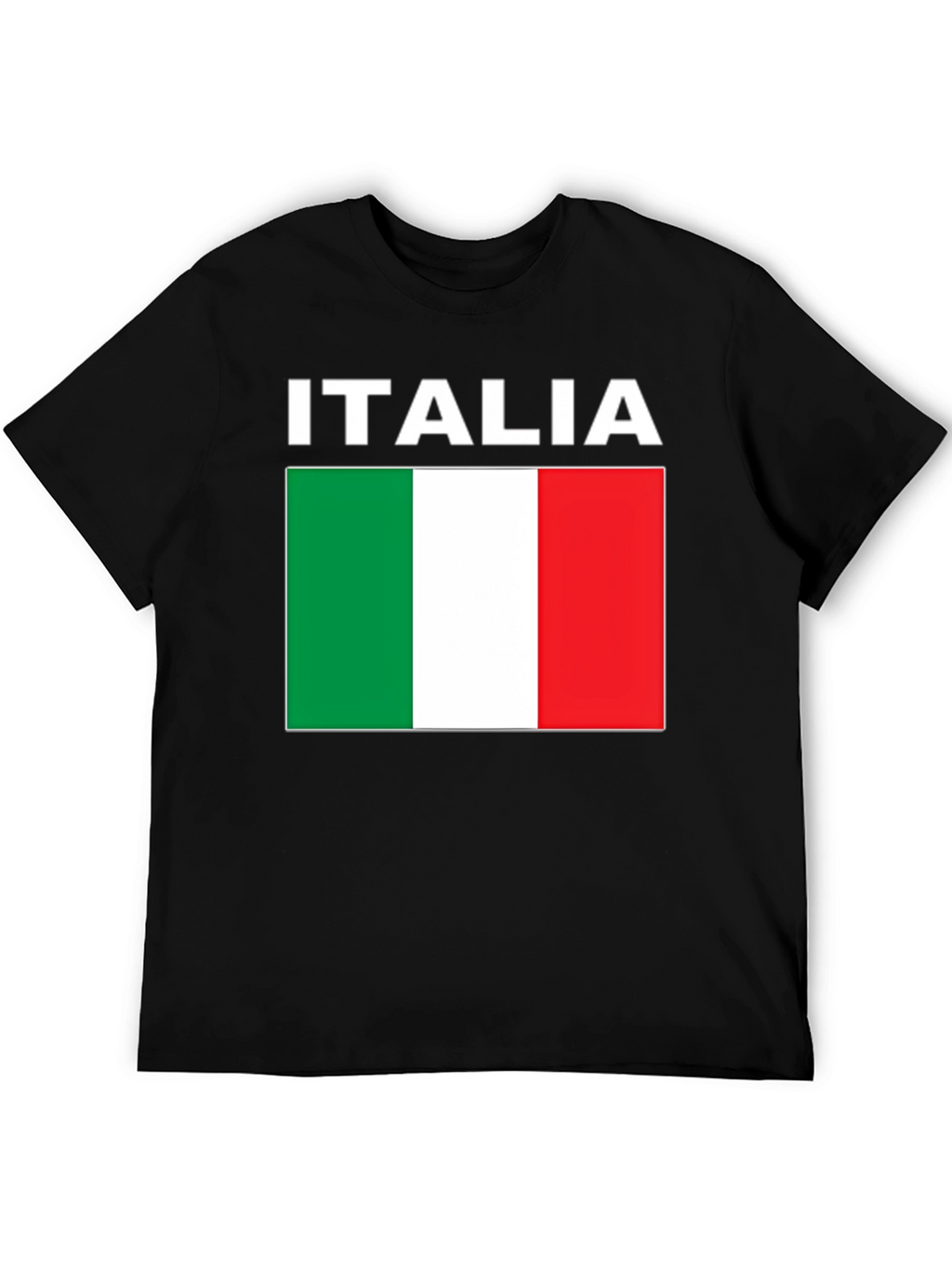 Italia Flag T-Shirt - Black Crew Neck Tee
