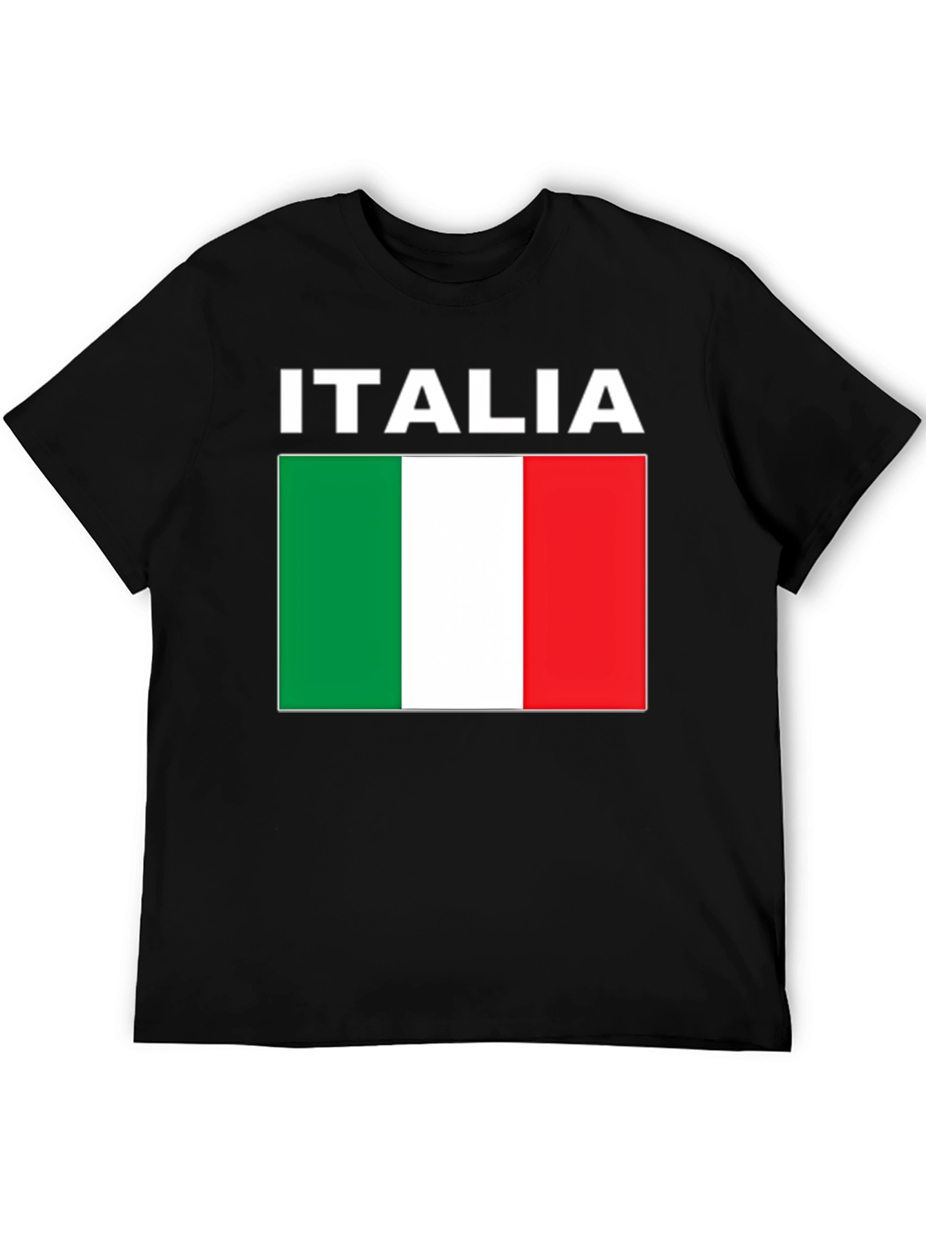 Italia Flag T-Shirt - Black Crew Neck Tee