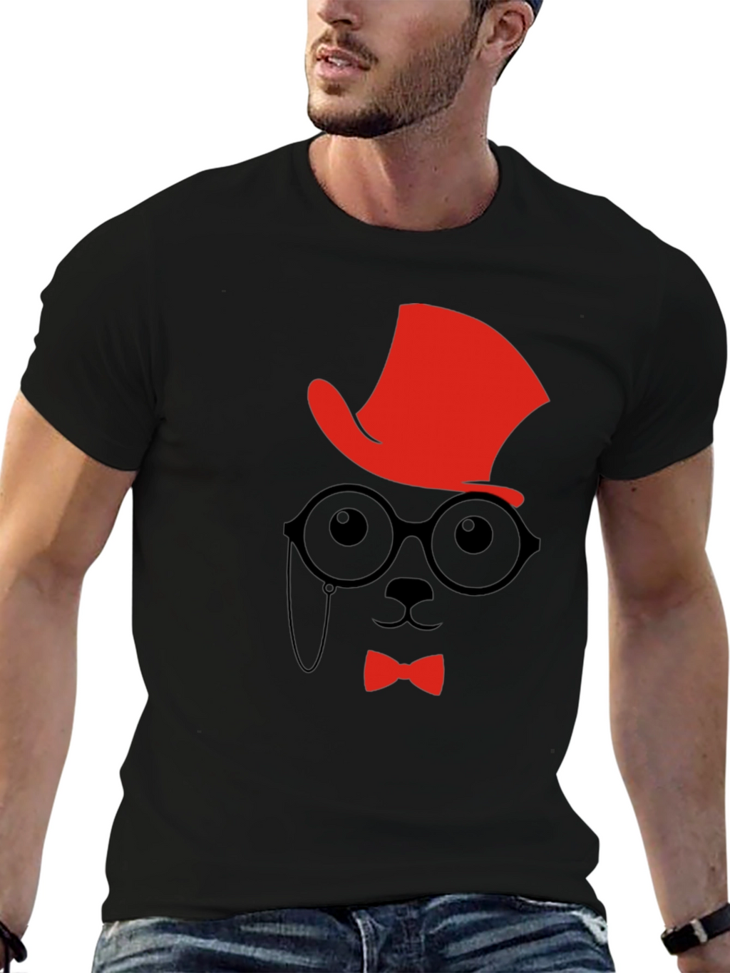 Dapper Gentleman T-Shirt - Hat Glasses and Bowtie
