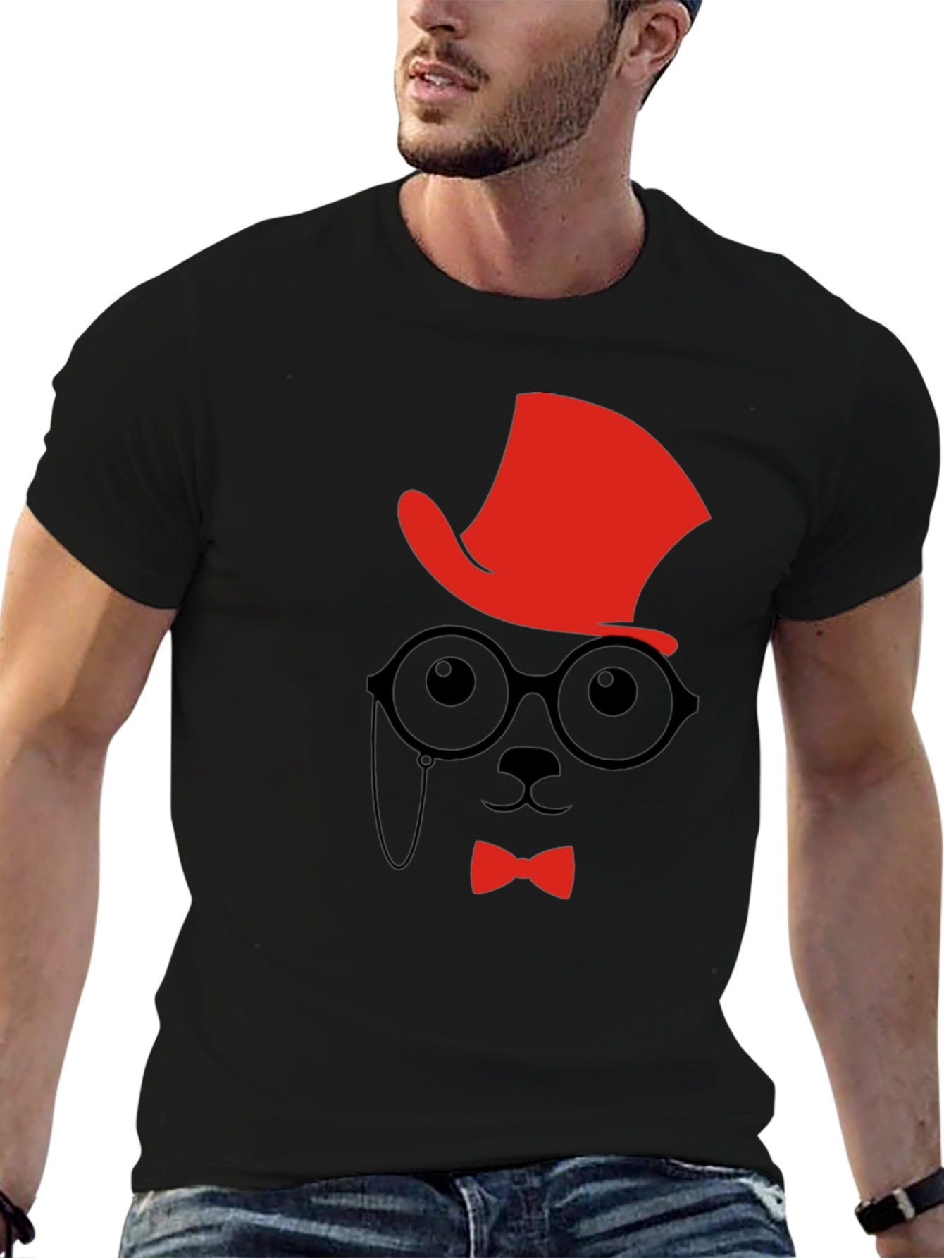 Dapper Gentleman T-Shirt - Hat Glasses and Bowtie