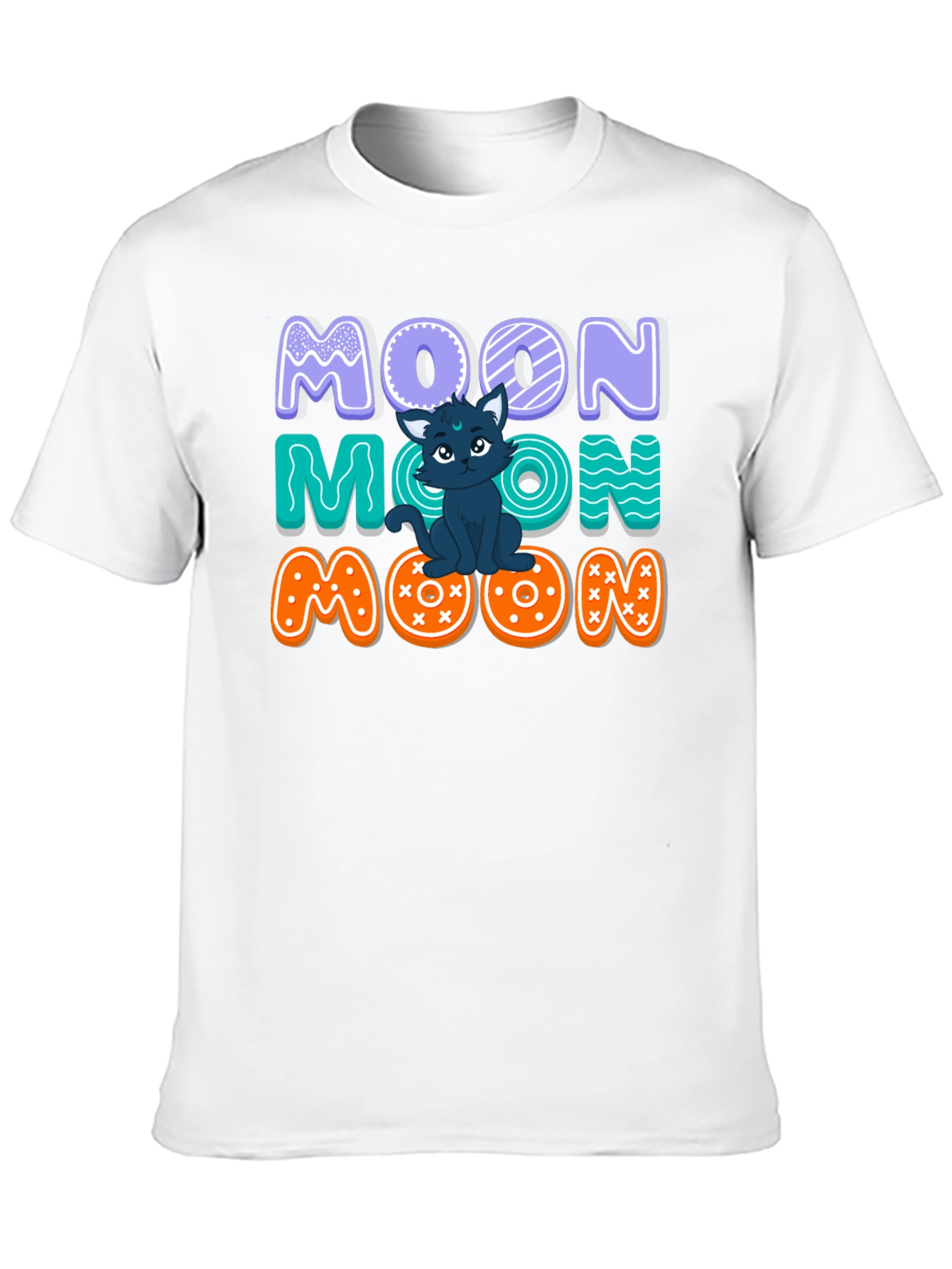 Cute Cat Moon Graphic T-Shirt