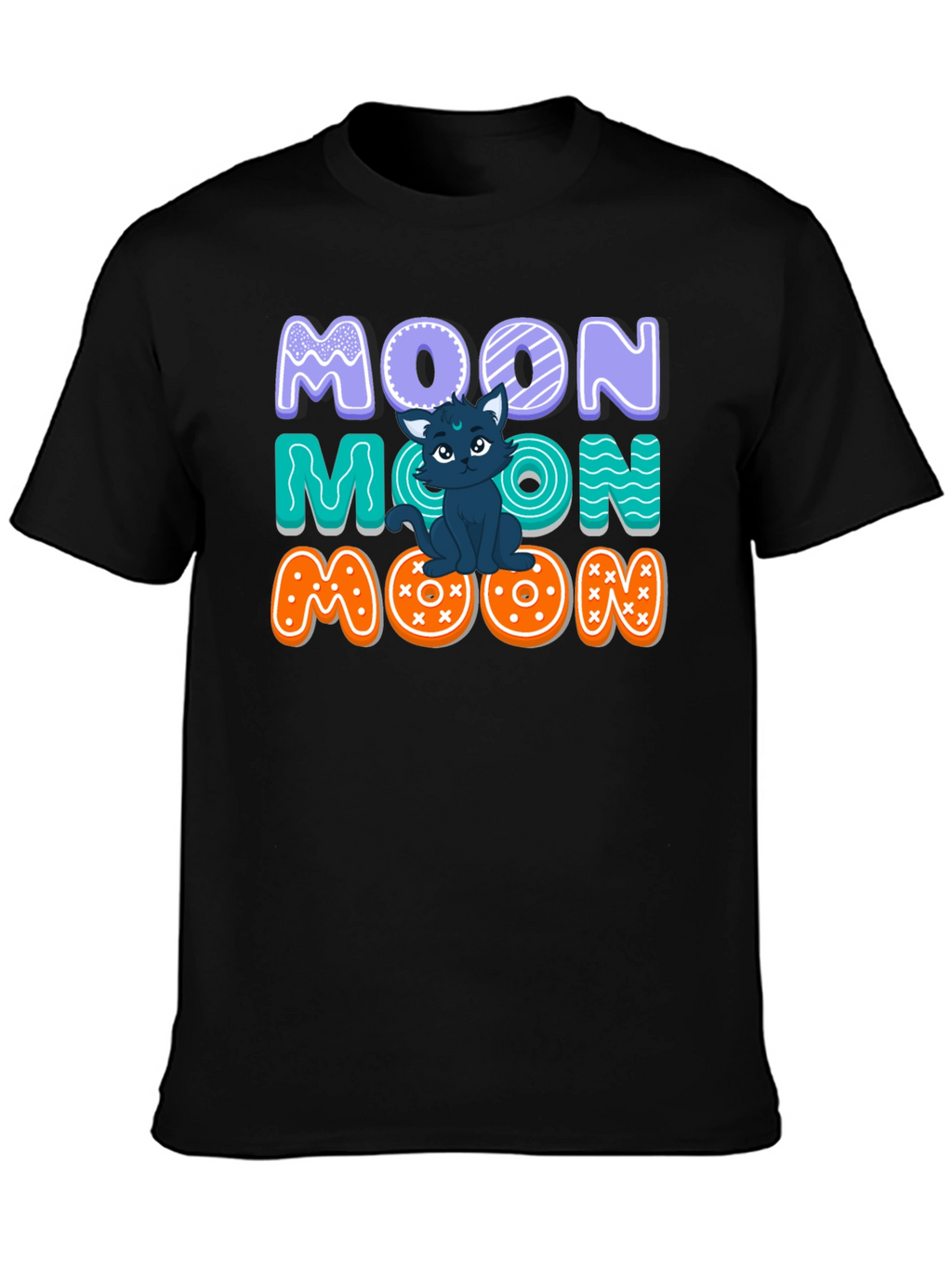 Cute Cat Moon Graphic T-Shirt