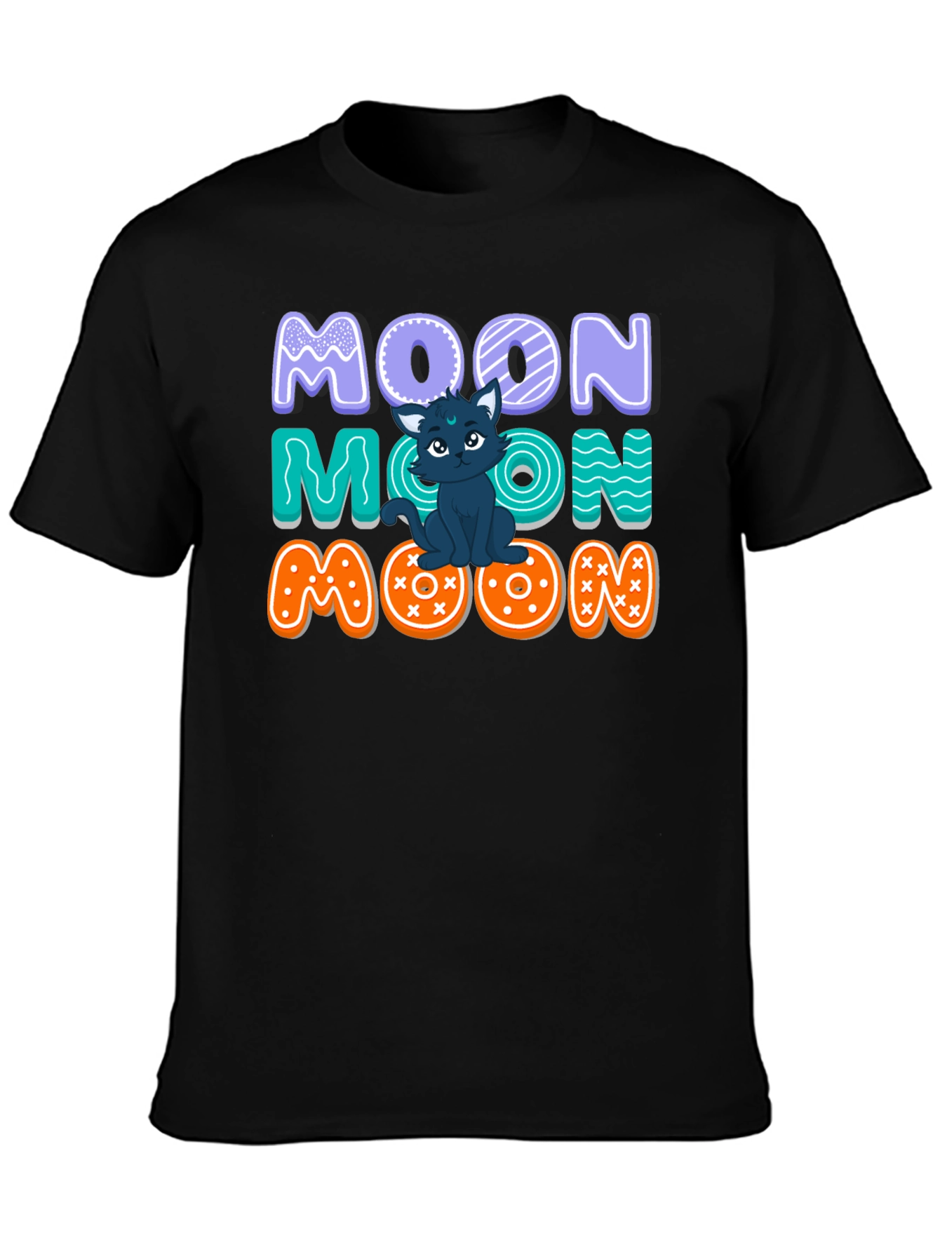 Cute Cat Moon Graphic T-Shirt