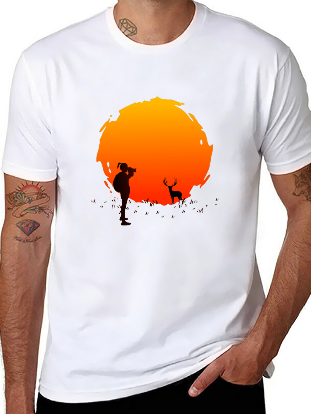 Sunset Photographer Graphic Tee - Black Cotton T-Shirt