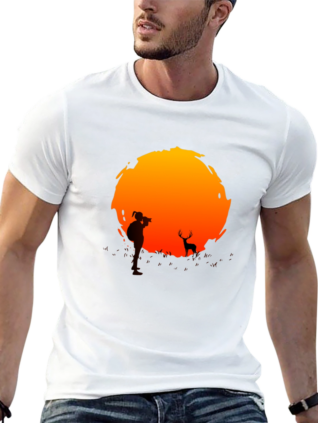 Sunset Photographer Graphic Tee - Black Cotton T-Shirt