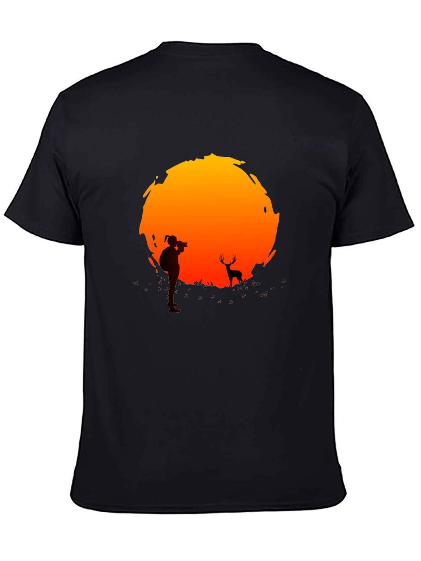 Sunset Photographer Graphic Tee - Black Cotton T-Shirt