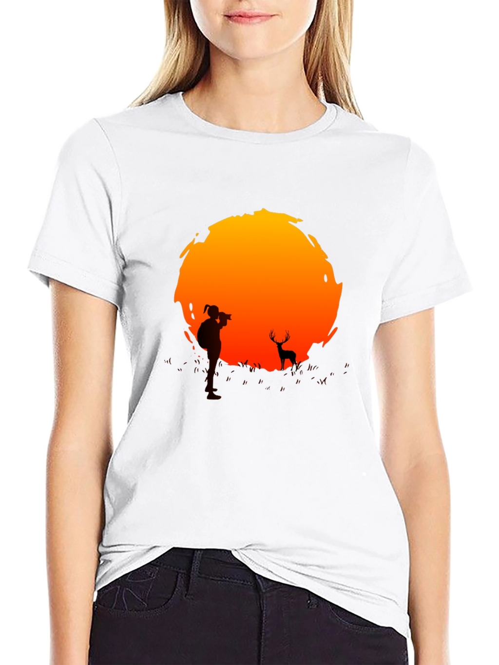 Sunset Photographer Graphic Tee - Black Cotton T-Shirt