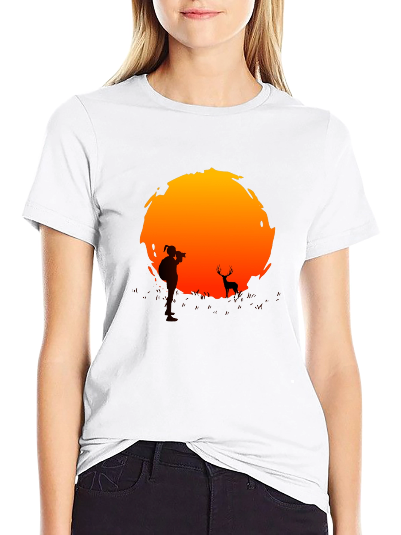 Sunset Photographer Graphic Tee - Black Cotton T-Shirt