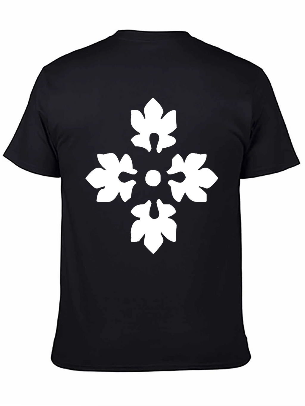 Black T-Shirt with White Floral Cross Design