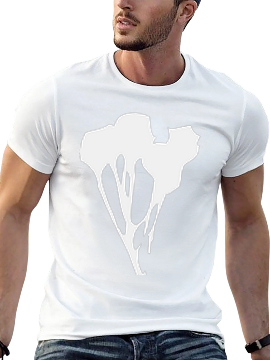 Abstract Graphic Tee - Black Cotton Blend Casual Wear