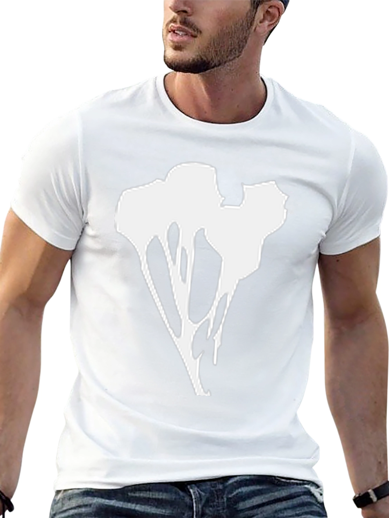 Abstract Graphic Tee - Black Cotton Blend Casual Wear