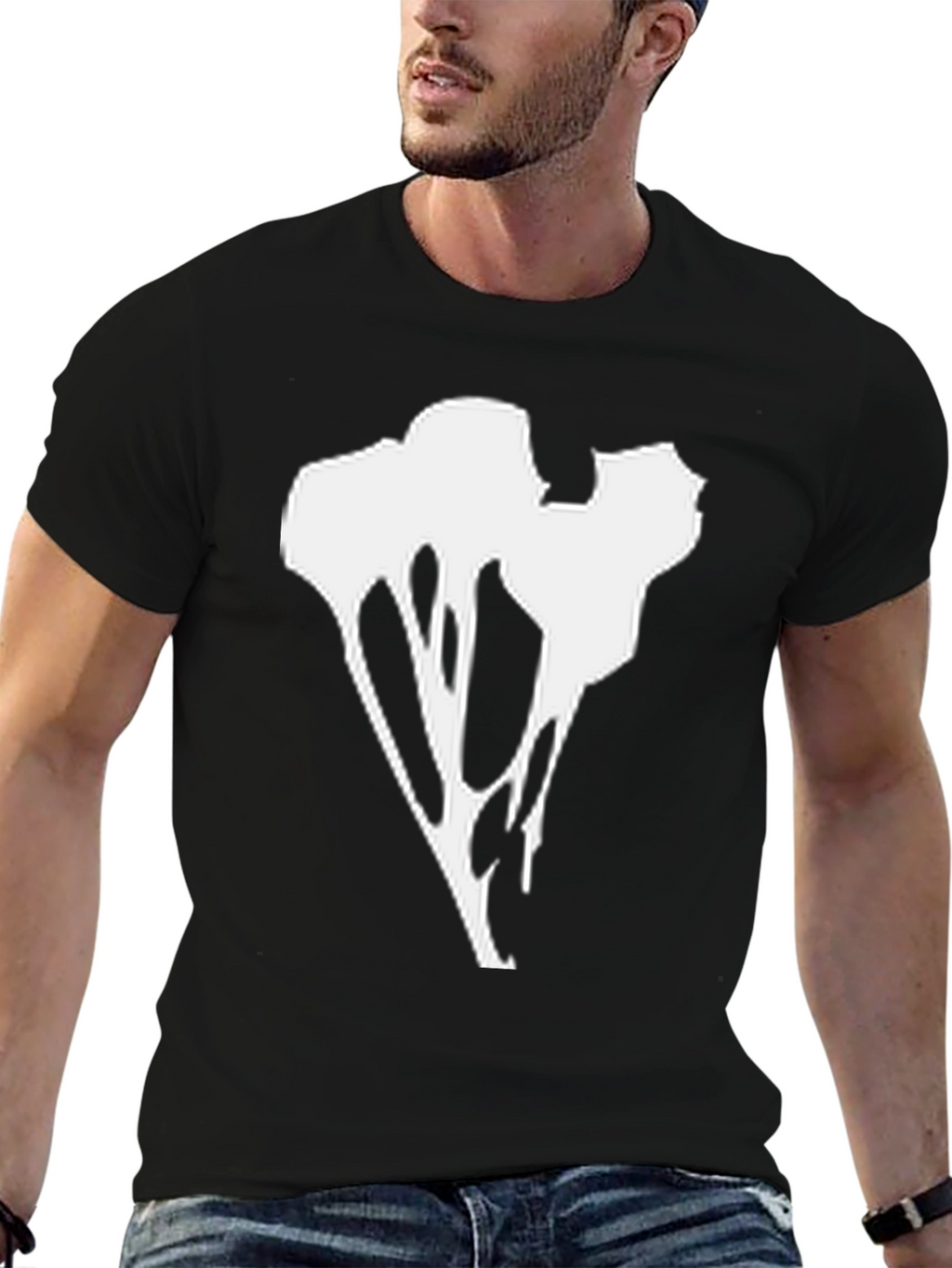 Abstract Graphic Tee - Black Cotton Blend Casual Wear