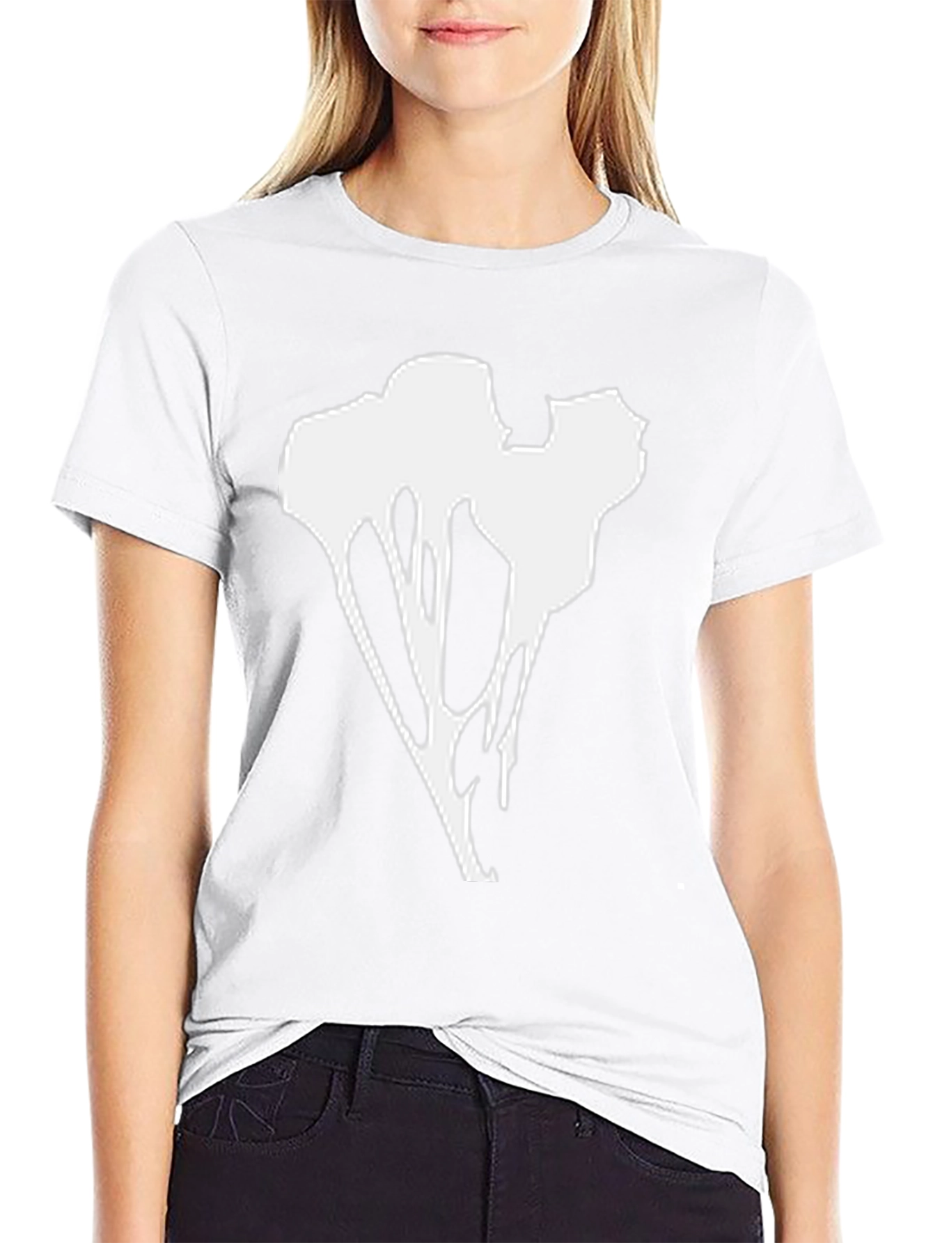 Abstract Graphic Tee - Black Cotton Blend Casual Wear