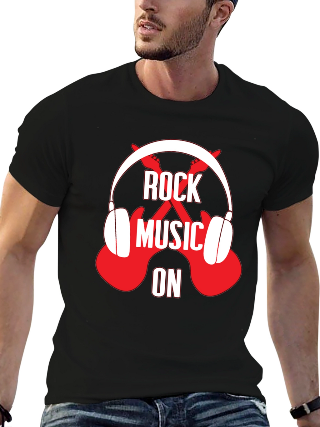 Rock Music On Graphic Tee - Black T-Shirt