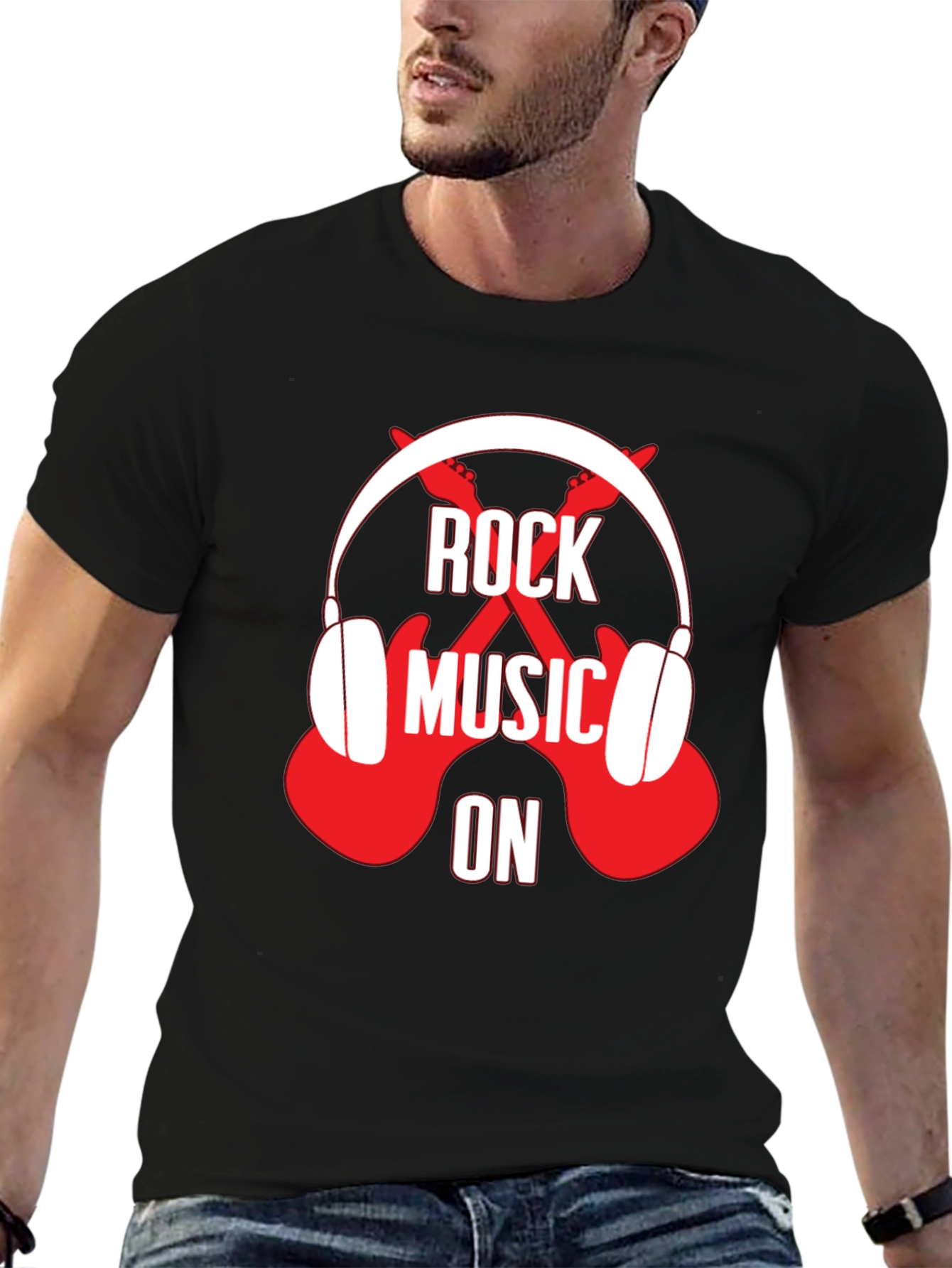Rock Music On Graphic Tee - Black T-Shirt