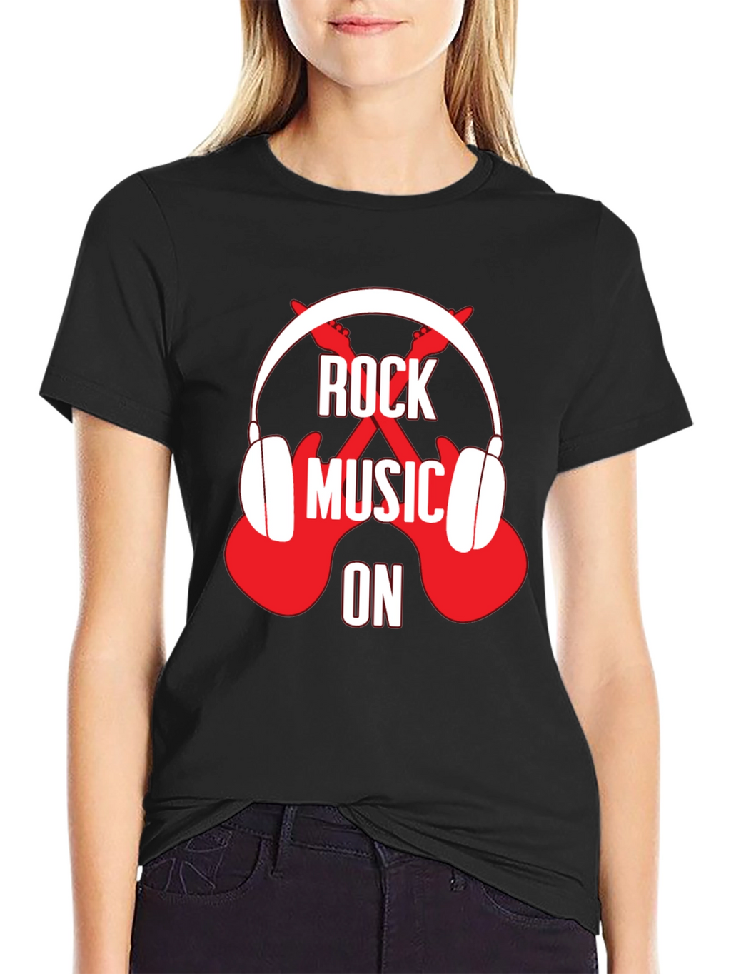 Rock Music On Graphic Tee - Black T-Shirt