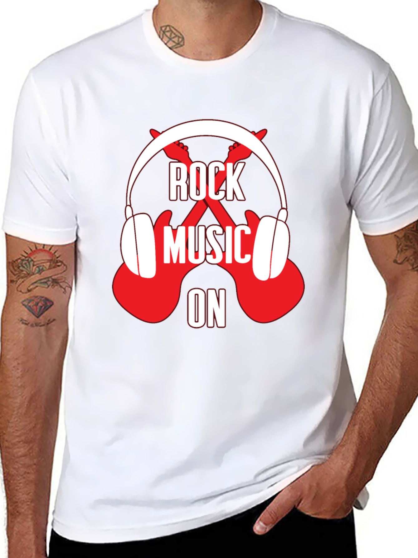 Rock Music On Graphic Tee - Black T-Shirt