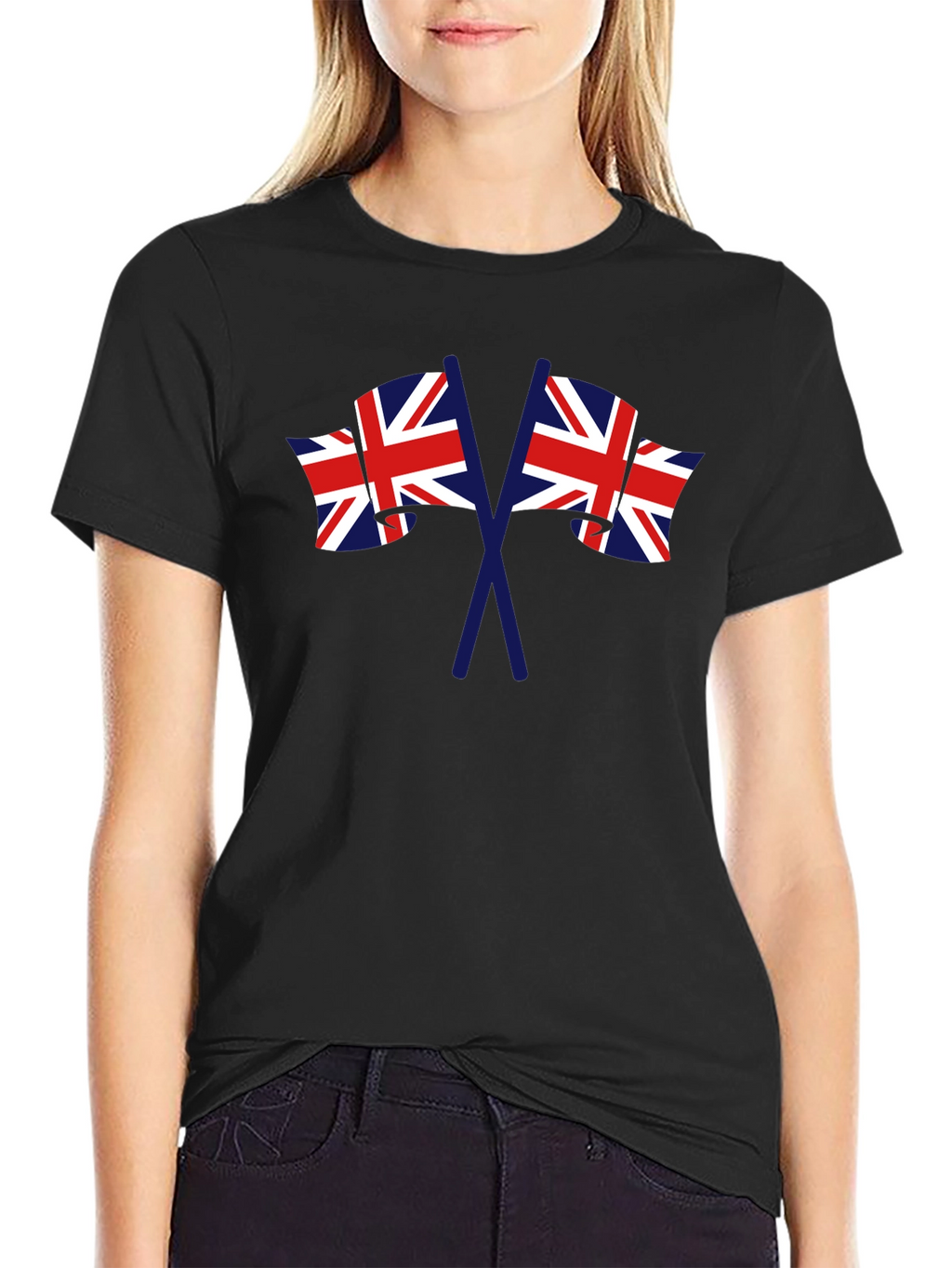 British Flag Graphic Tee - Black Crew Neck