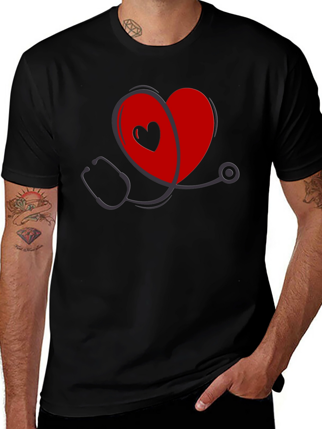 Heart Stethoscope Graphic Tee - Medical Love Shirt