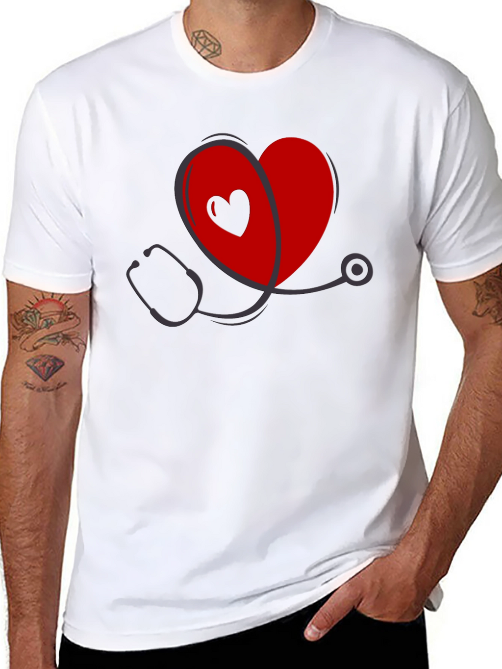 Heart Stethoscope Graphic Tee - Medical Love Shirt