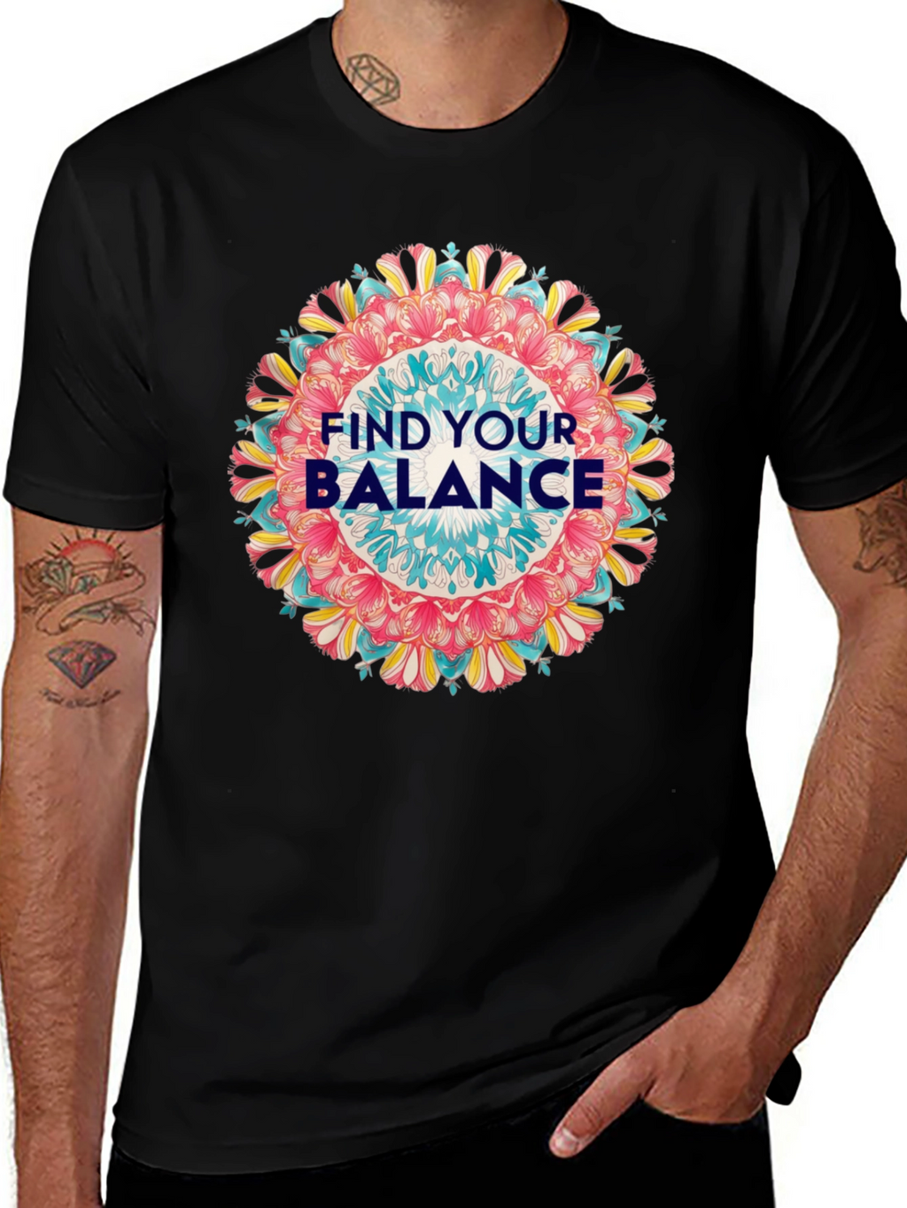 Find Your Balance Graphic Tee - Mandala Design