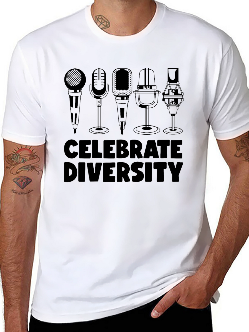 Celebrate Diversity Microphone Graphic Tee