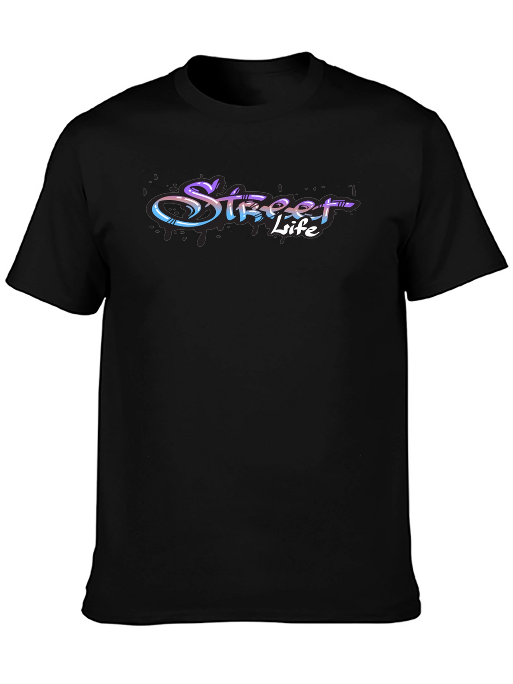 Street Life Graphic Print Black T-Shirt