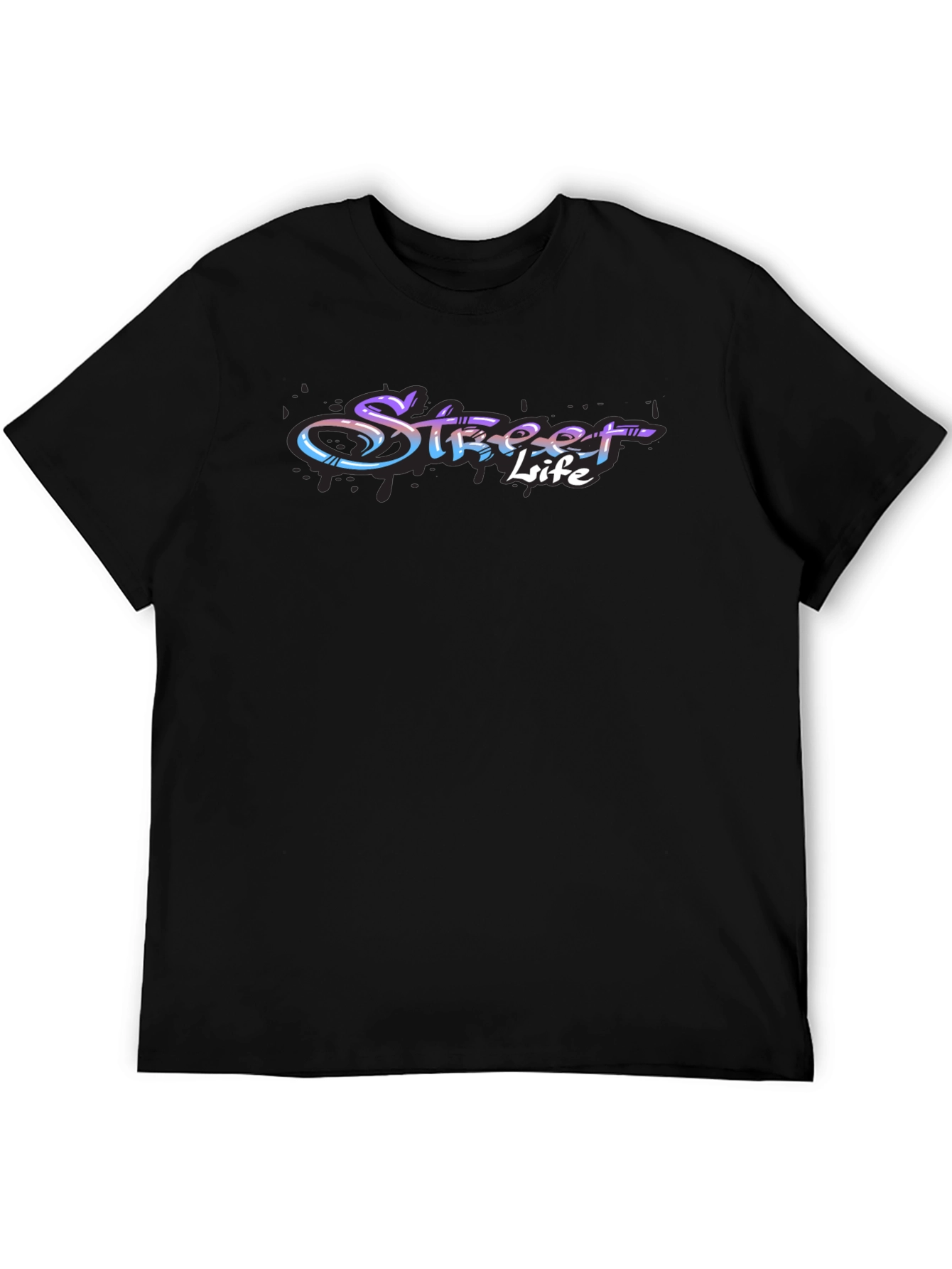 Street Life Graphic Print Black T-Shirt