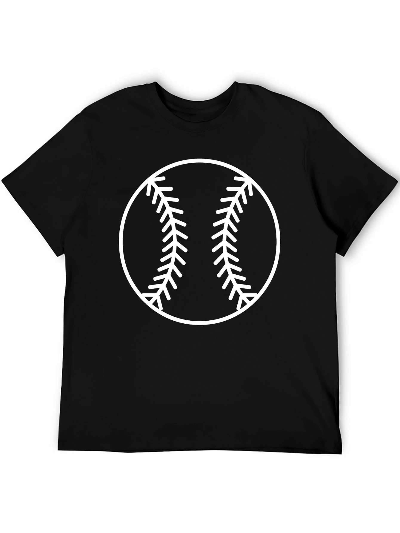 Baseball Graphic Tee - Black Crew Neck T-Shirt