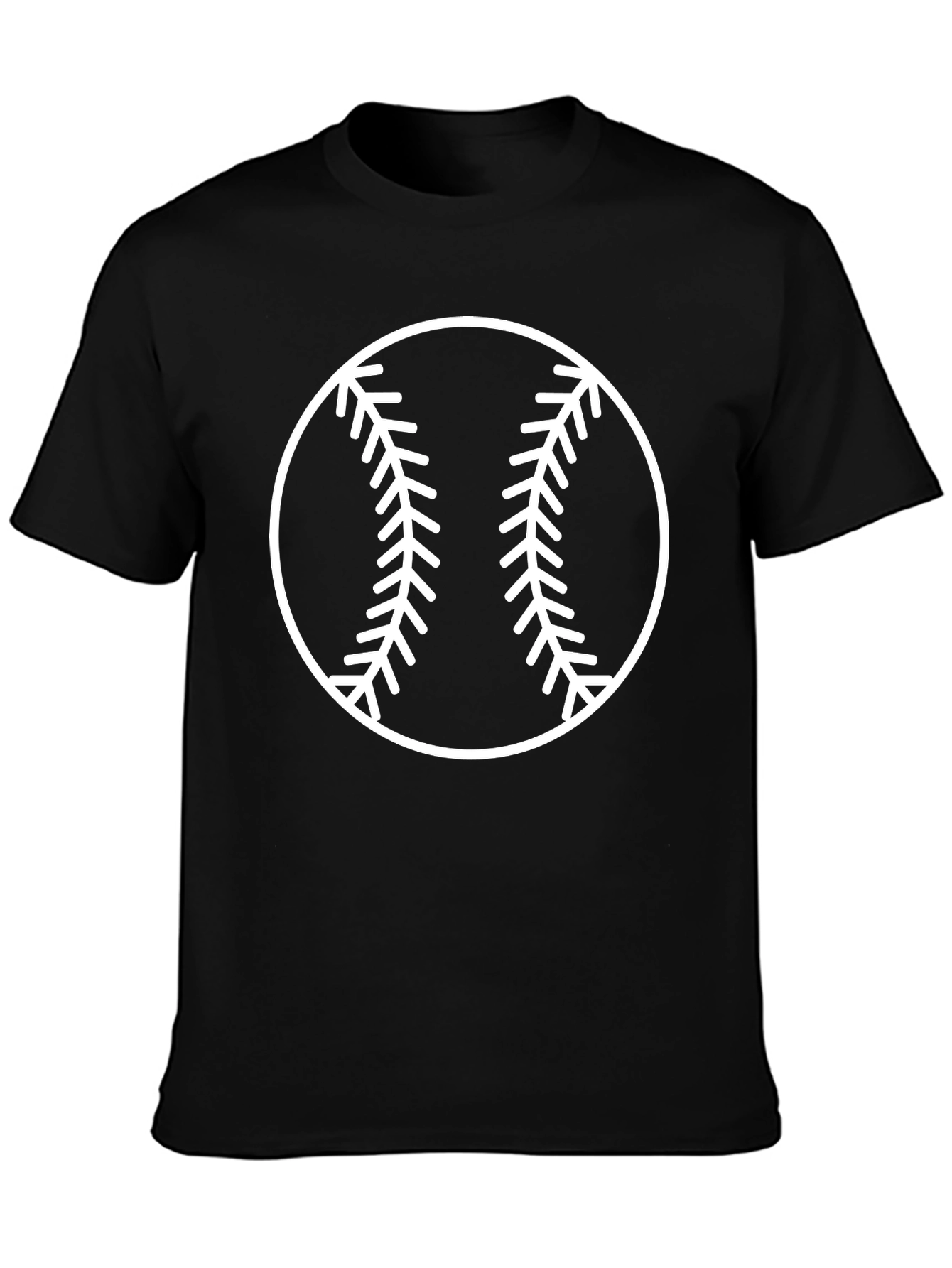 Baseball Graphic Tee - Black Crew Neck T-Shirt