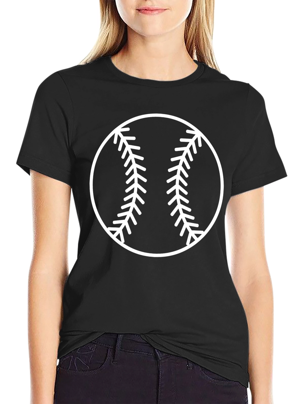 Baseball Graphic Tee - Black Crew Neck T-Shirt