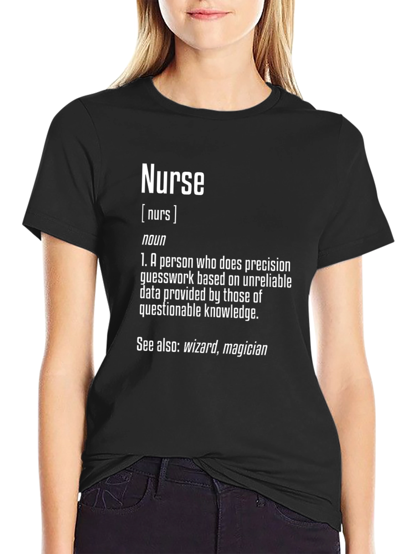 Funny Nurse Definition Black T-Shirt