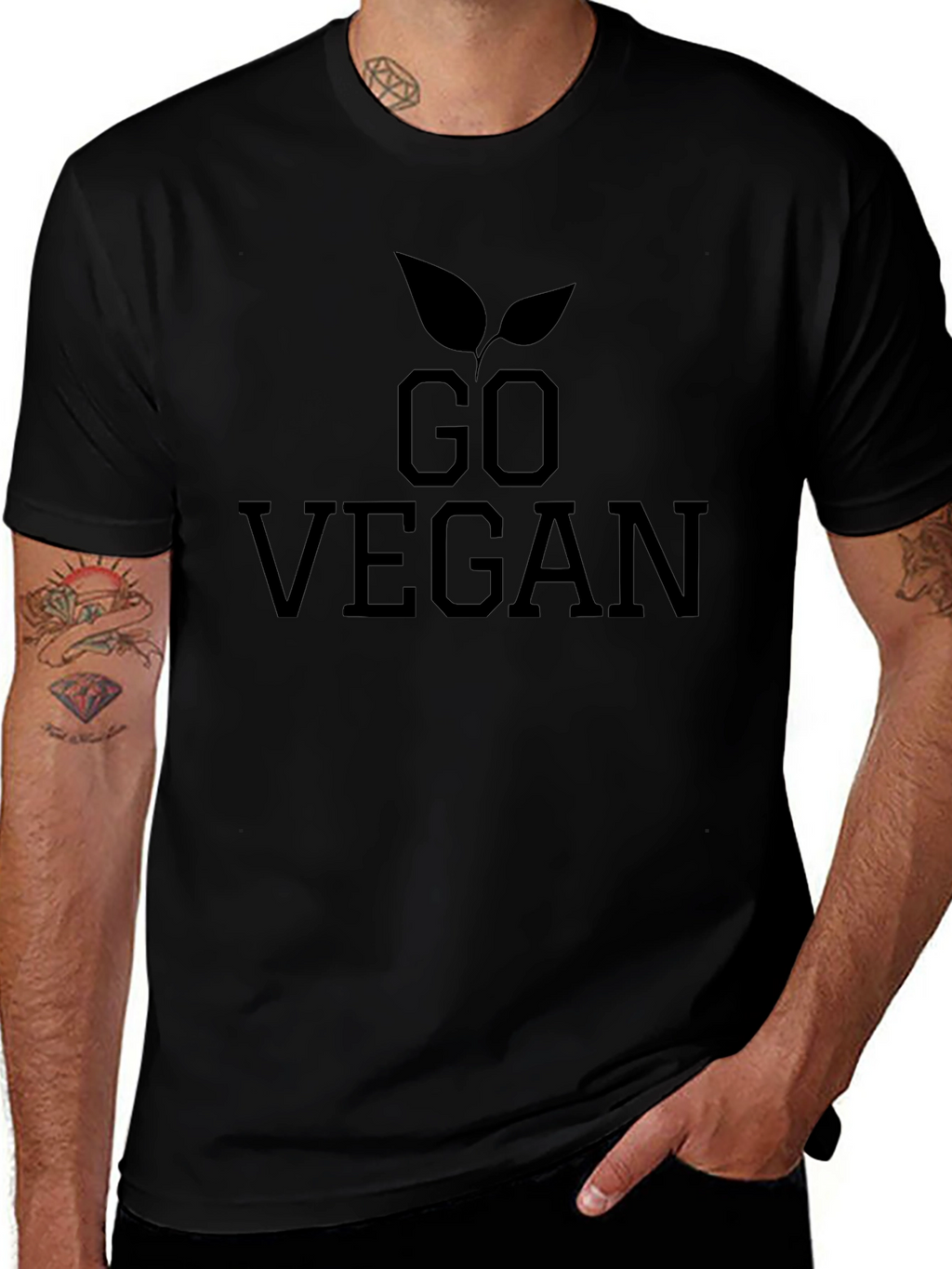 Go Vegan Graphic Tee - Black Cotton T-Shirt
