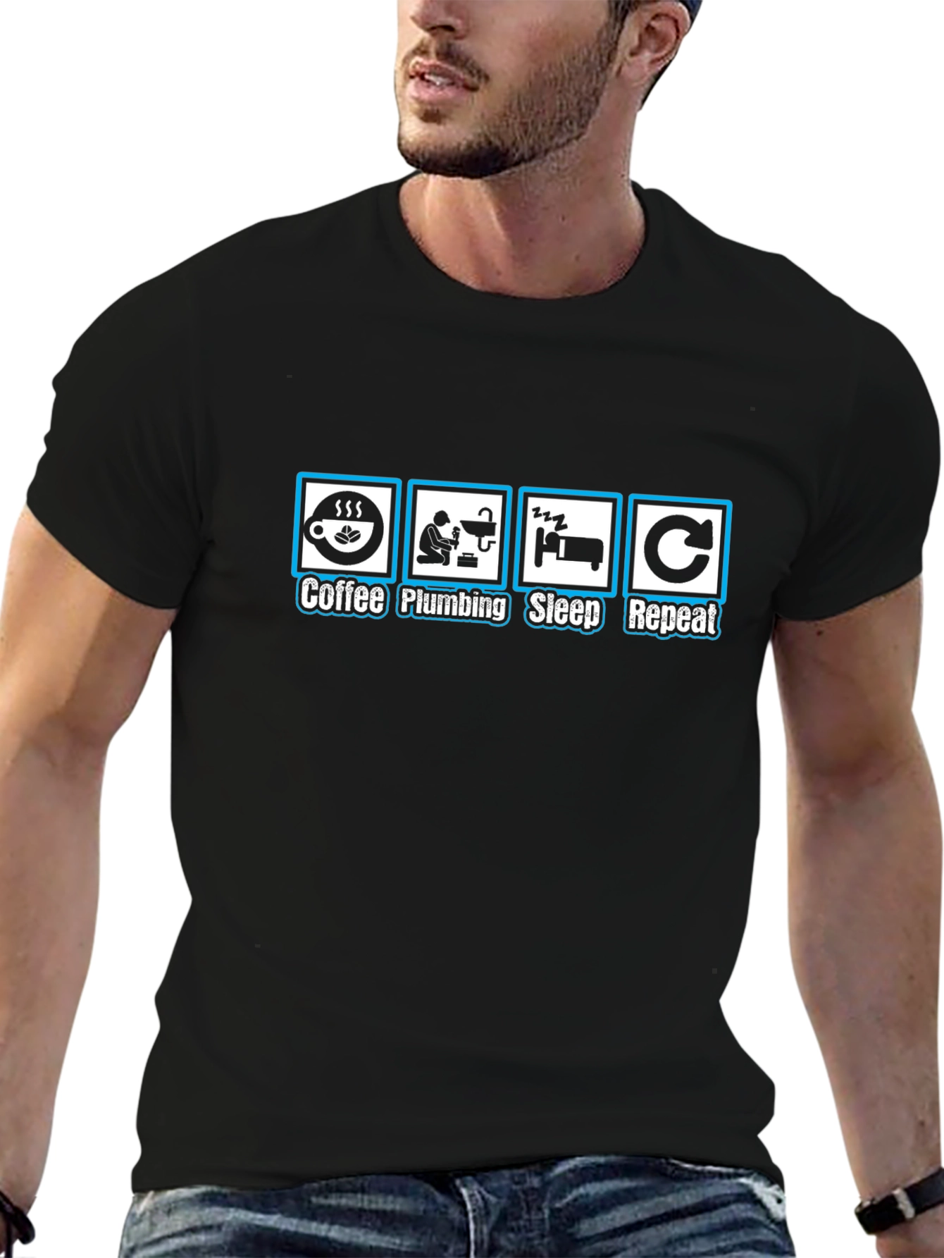 Coffee Plumbing Sleep Repeat T-Shirt - Plumber Gift